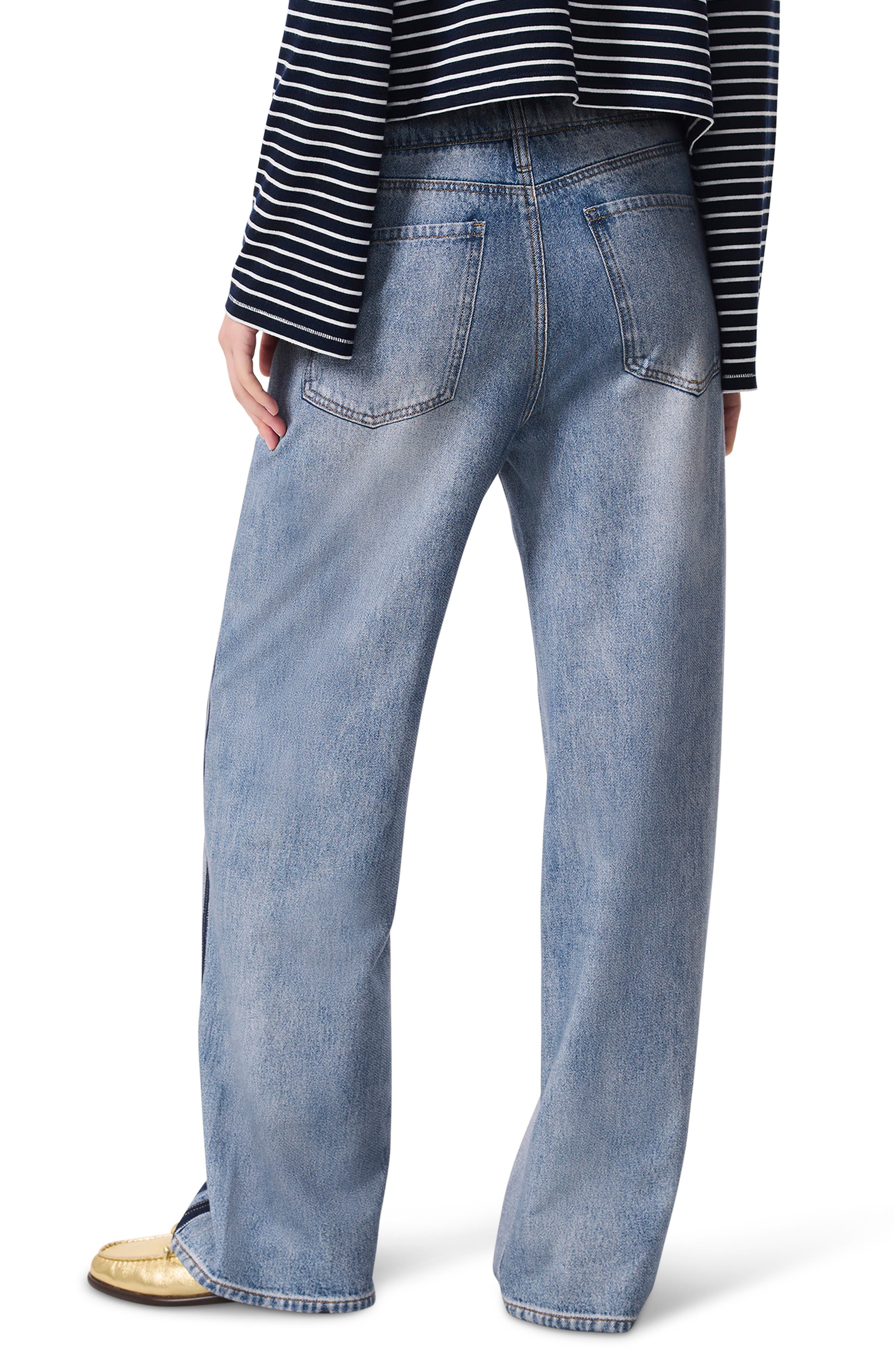 rag & bone Miramar Side Stripe High Waist Wide Leg Cotton Terry Sweatpant Track Pants in Coney at No - 3