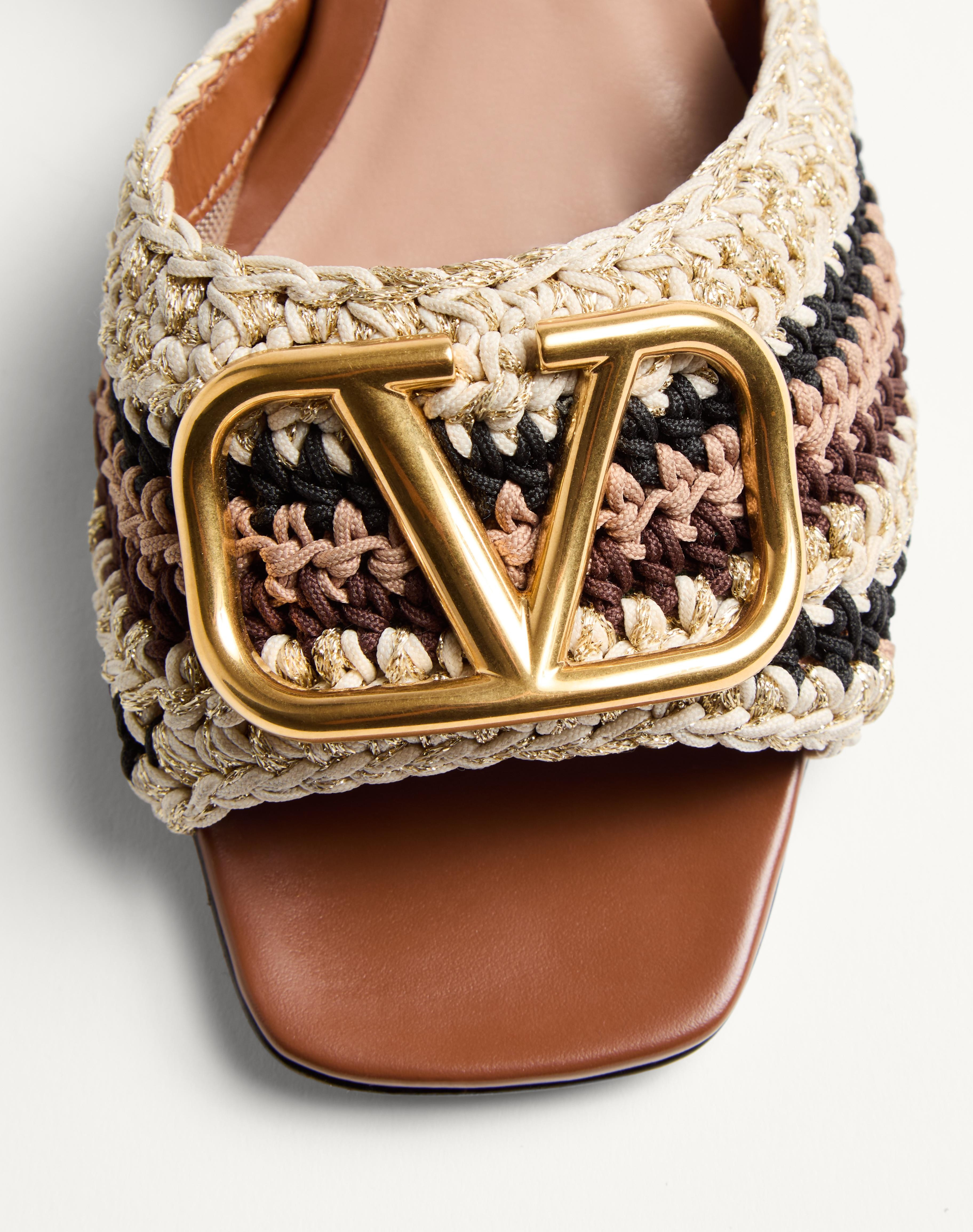 VLOGO SIGNATURE SLIDE SANDAL WITH CROCHET EMBROIDERY 60MM - 6