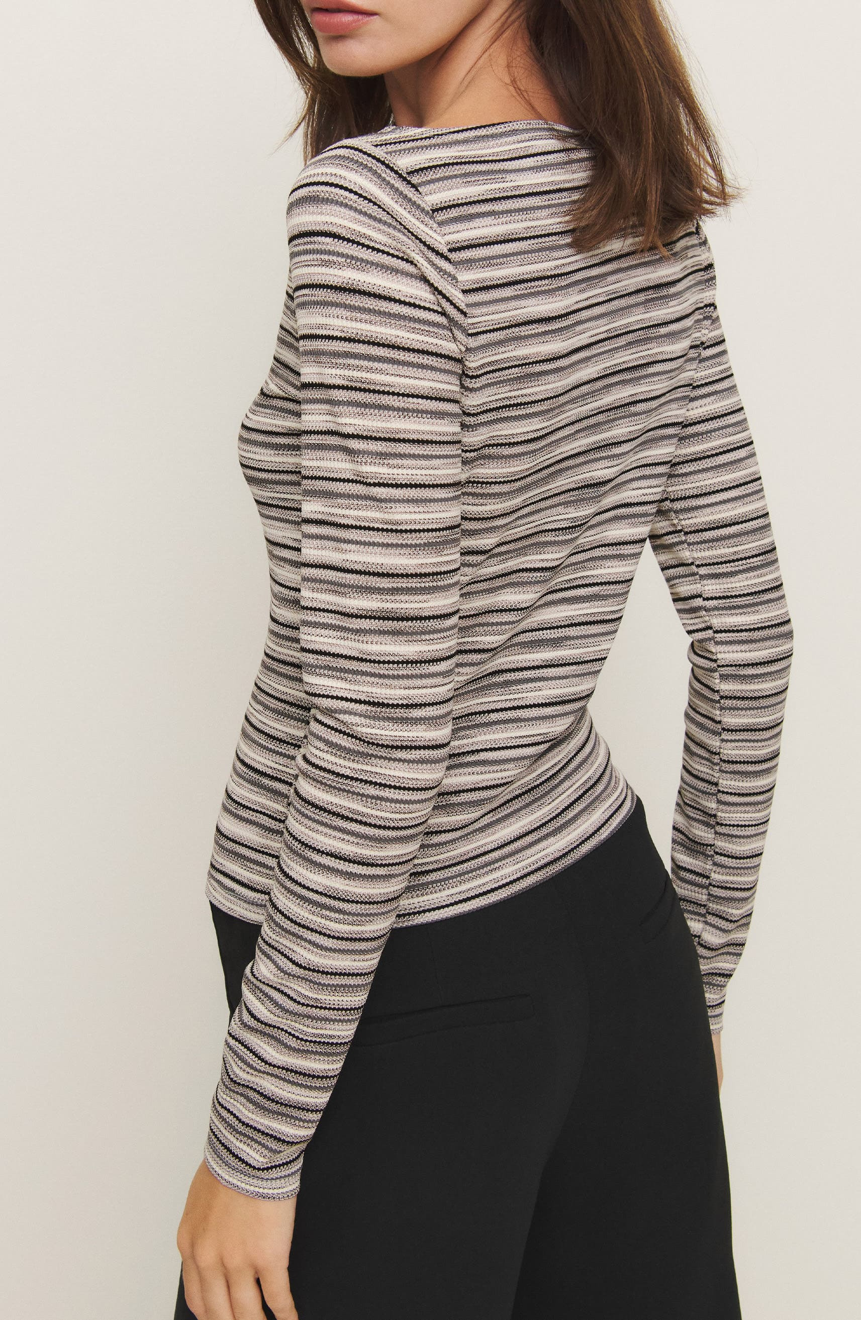 Reformation Wiley Stripe Knit Top in Grey Stripe at Nordstrom - 7