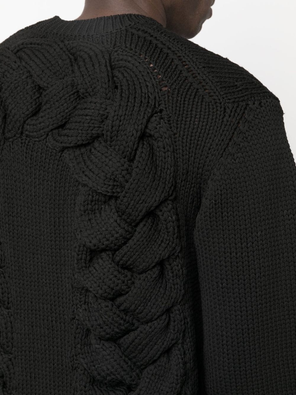 crew-neck cable-knit detail jumper - 5