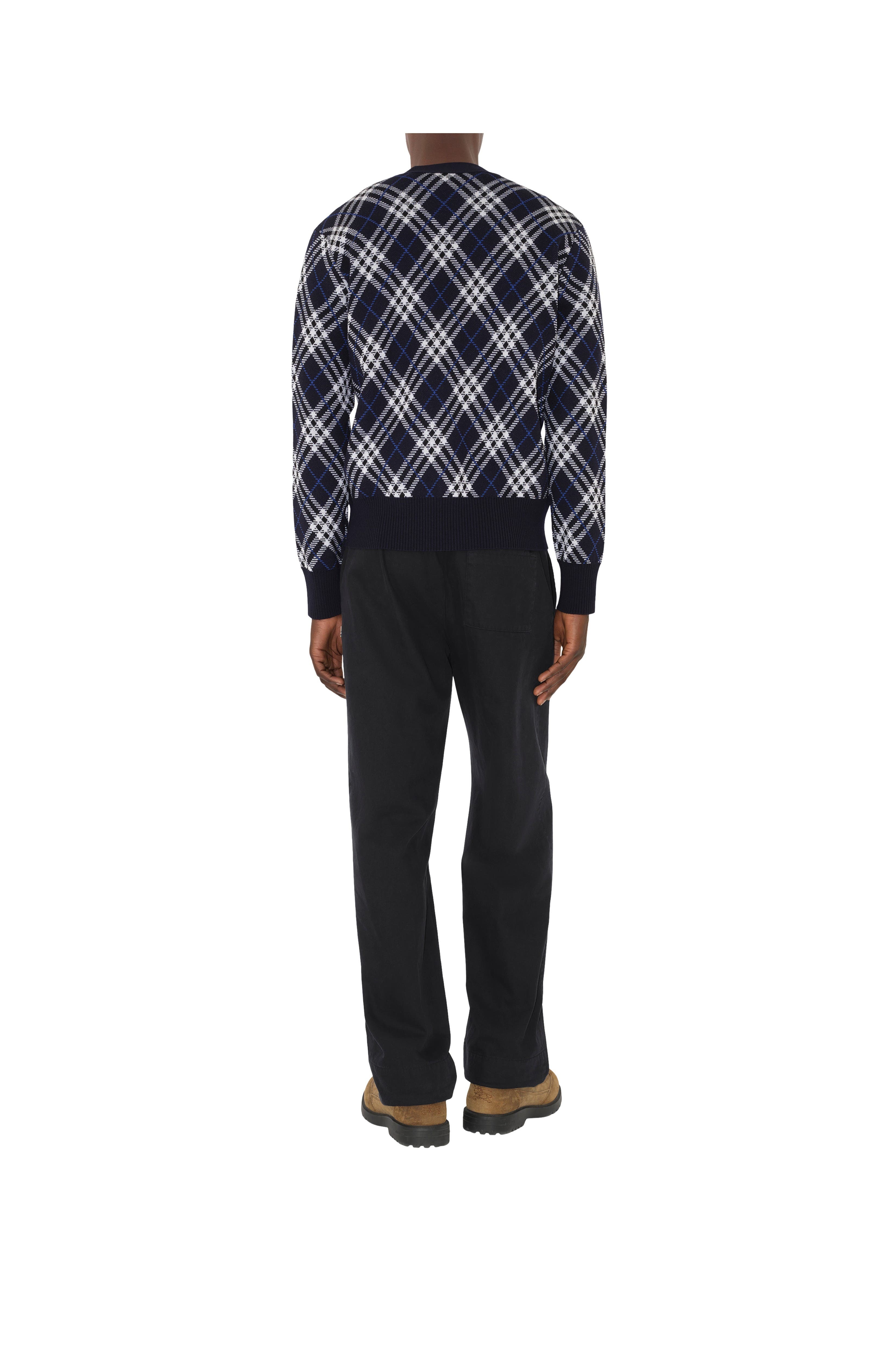 burberry Check Wool Blend Cardigan in Ink Blue at Nordstrom - 4