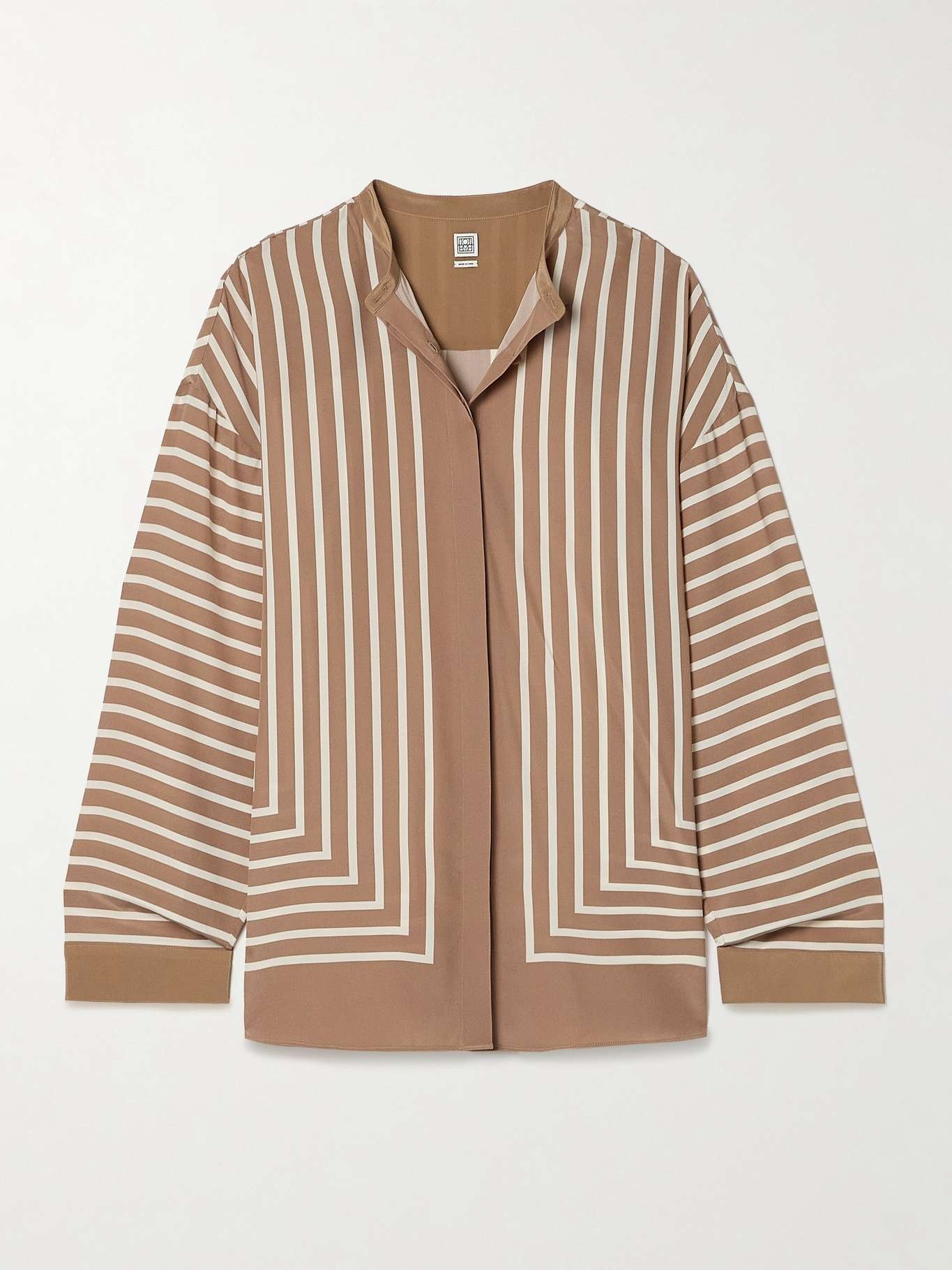 Striped silk-crepe blouse - 1