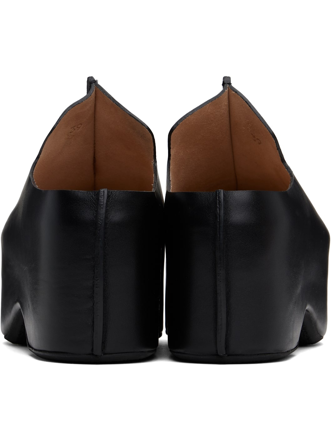 Black Leather Platform Slip-on Loafers - 2