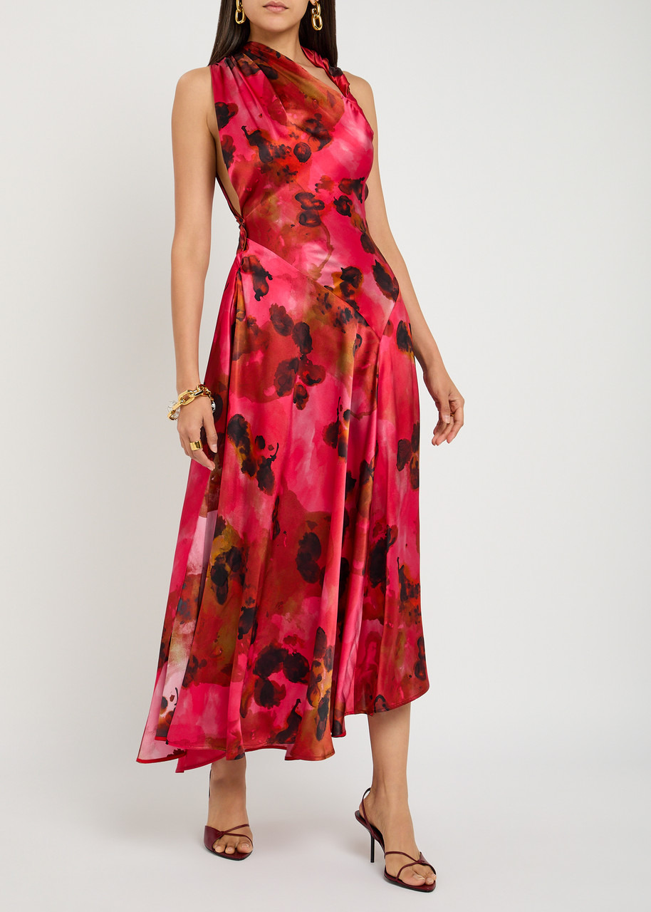 Victoria Beckham Asymmetric Silk Midi Dress - 4