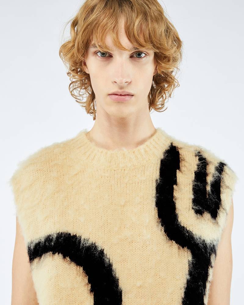 CURRAIN - Brushed merino wool vest - Vintage creme/black 5