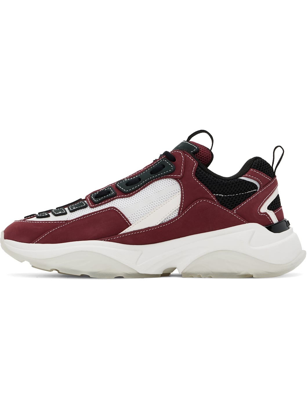 White & Burgundy Bone Runner Sneakers - 3