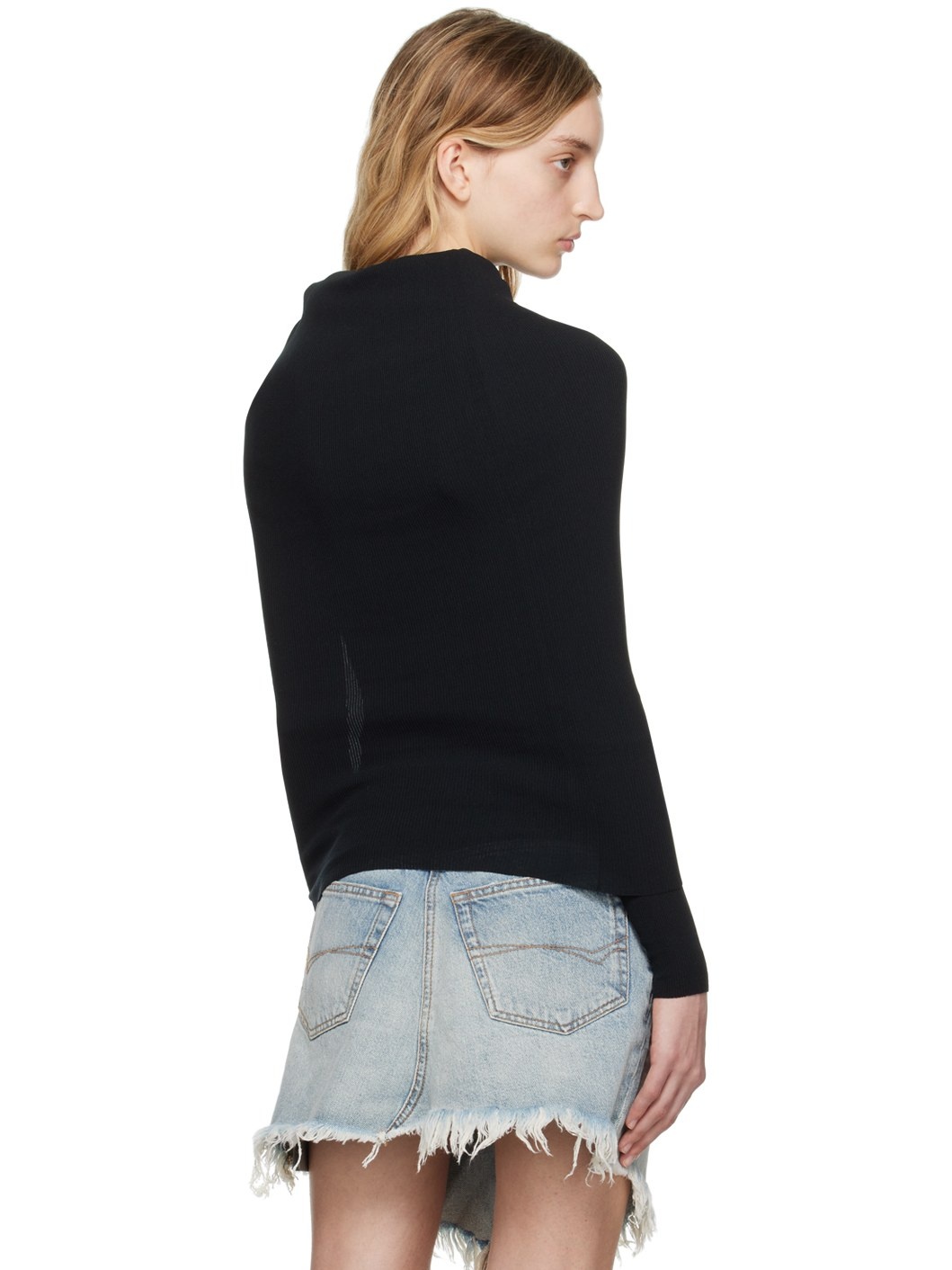 Black Off-The-Shoulder Sweater - 3