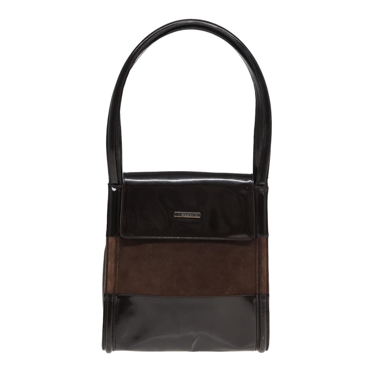 GUCCI Tote Bag Enamel Suede Brown - 13