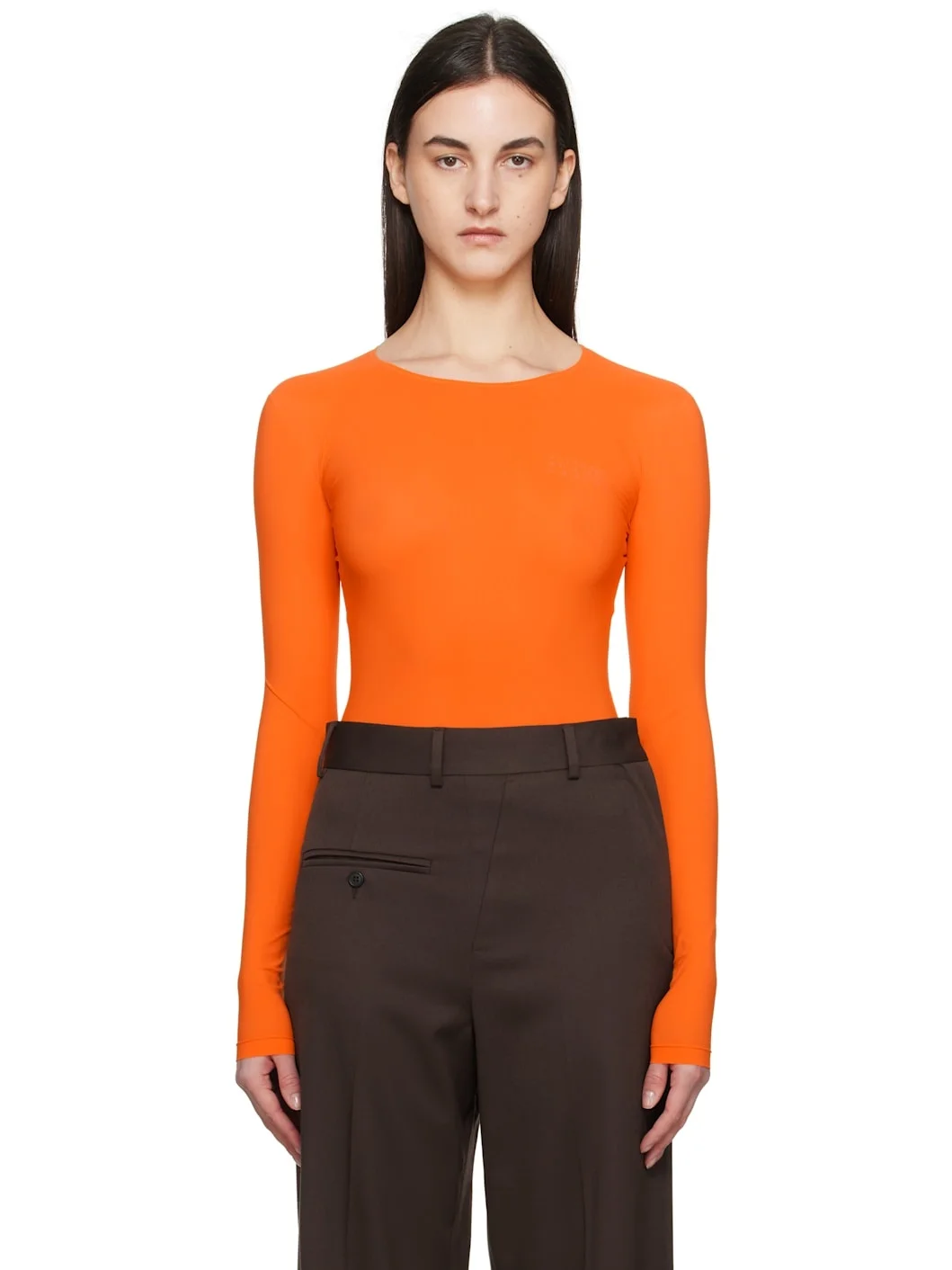 Orange Lycra Jersey Bodysuit - 1