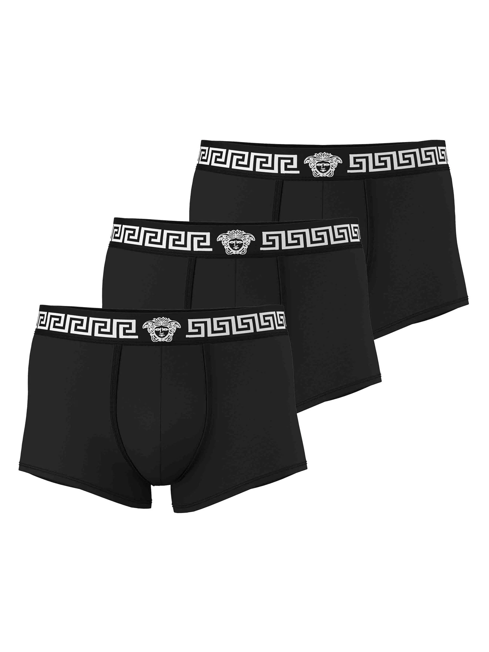Men's 3-Pack Greca Medusa Head Cotton Jersey Trunk Briefs - Black - 1