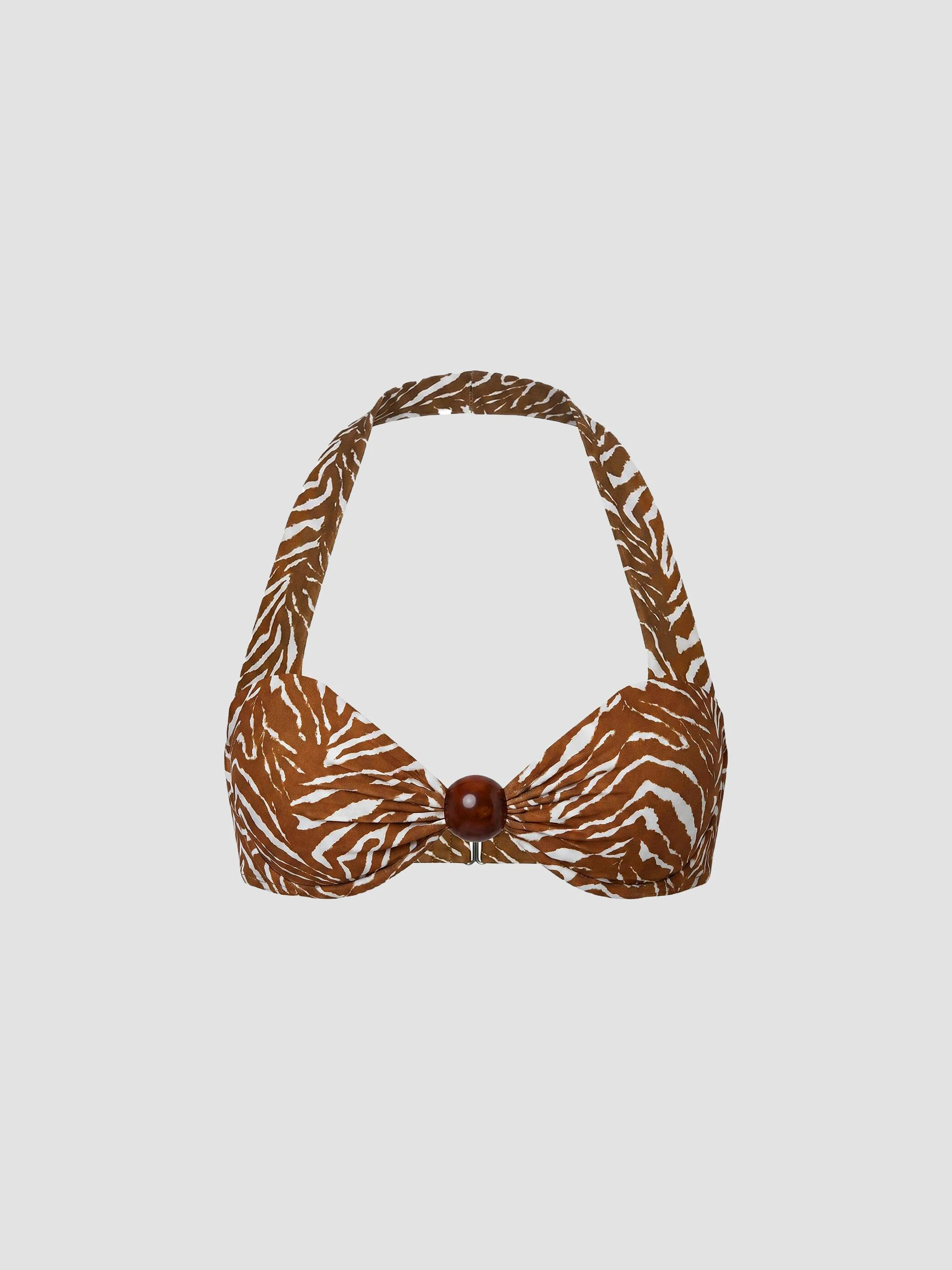Women's Sirena Halter Bikini Top - Abstract Animal - 1