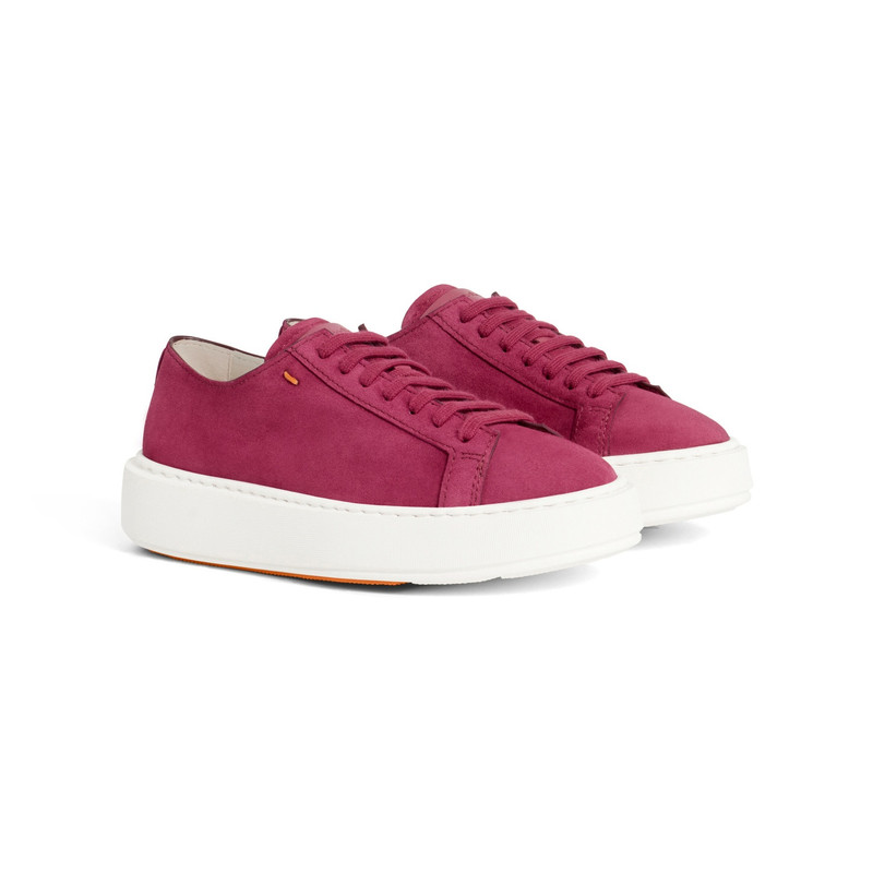 Santoni Women's red suede sneaker outlook