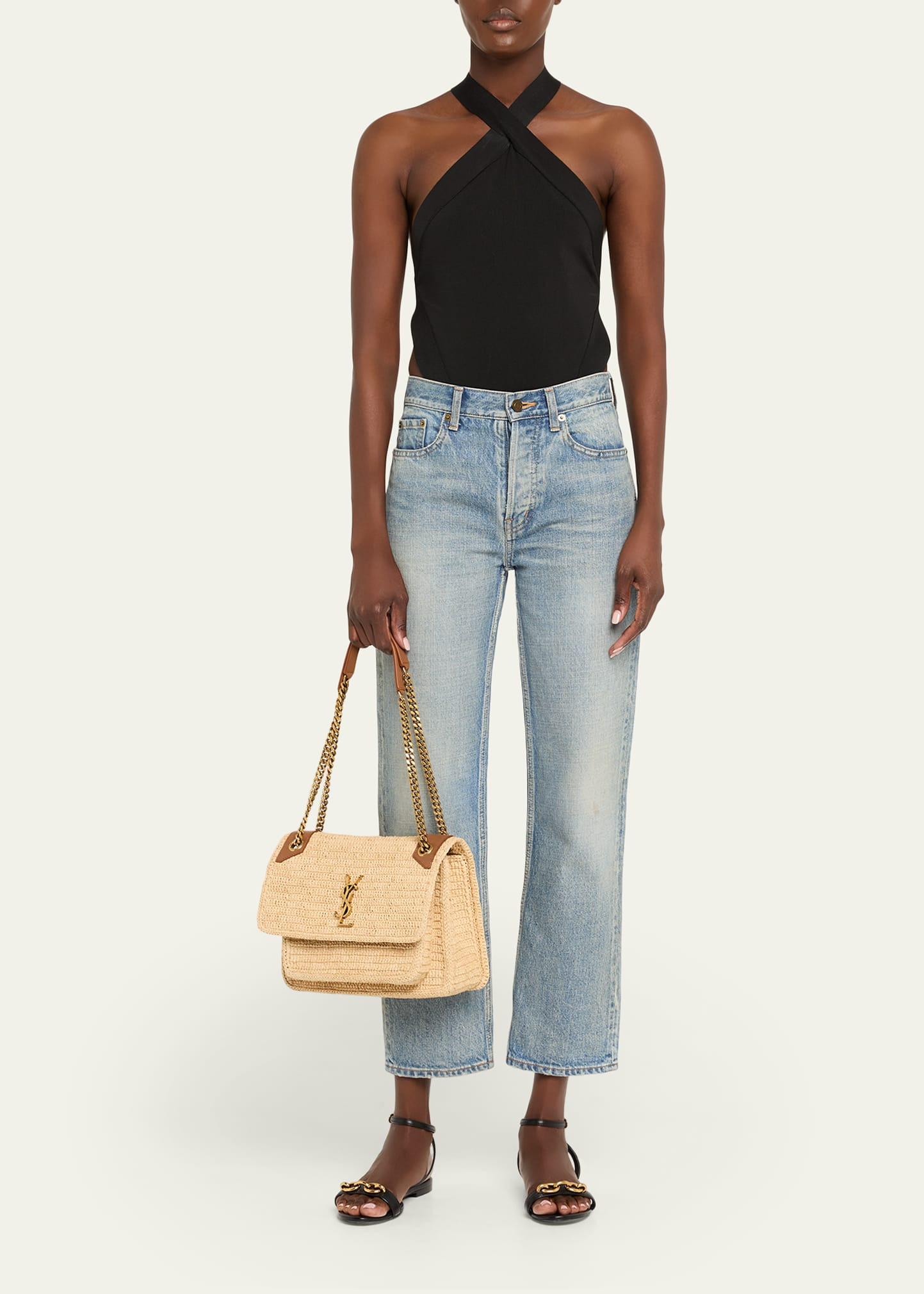 Niki Medium YSL Shoulder Bag in Raffia - 6