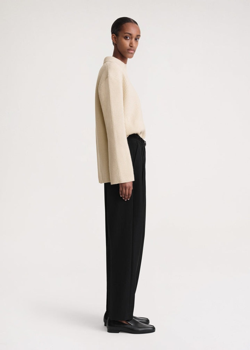 Ribbed polo knit macadamia 3
