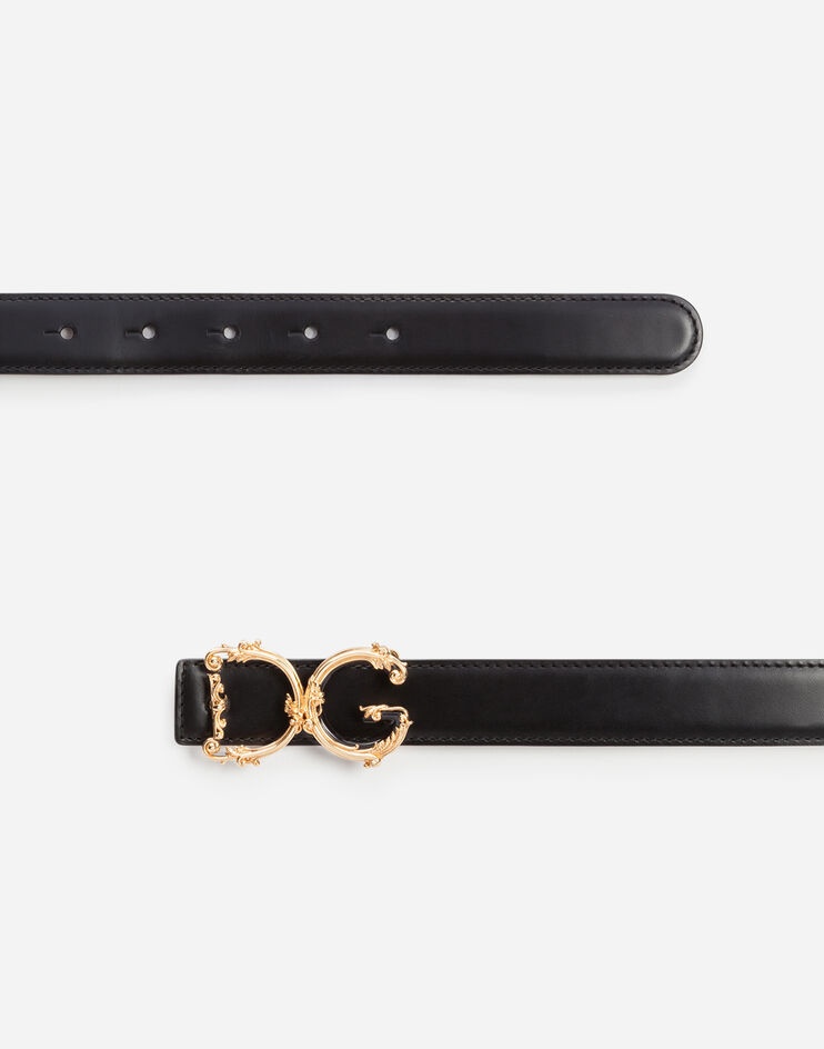 Leather belt with D&G baroque logo - 2