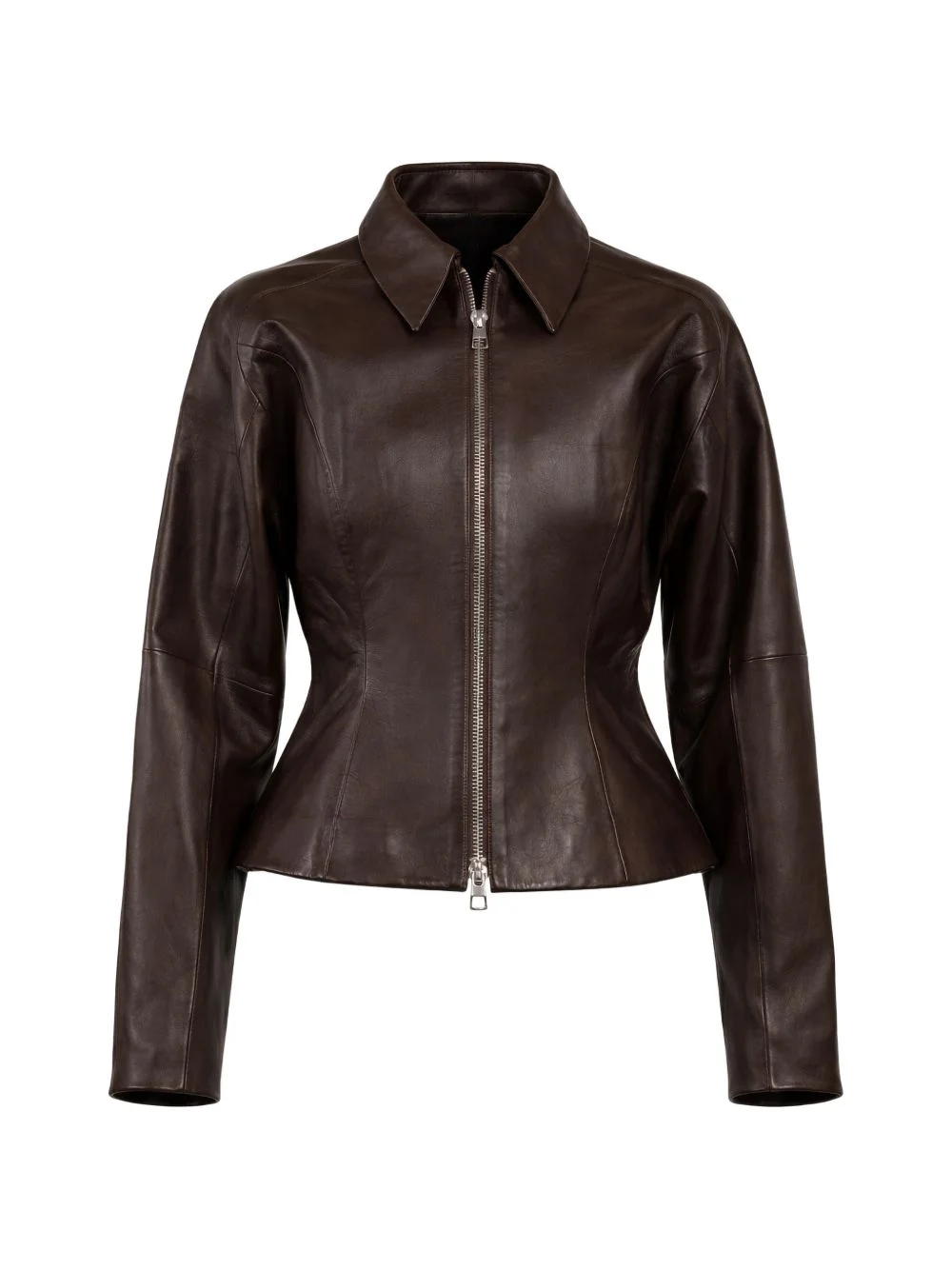 collared leather jacket - 1
