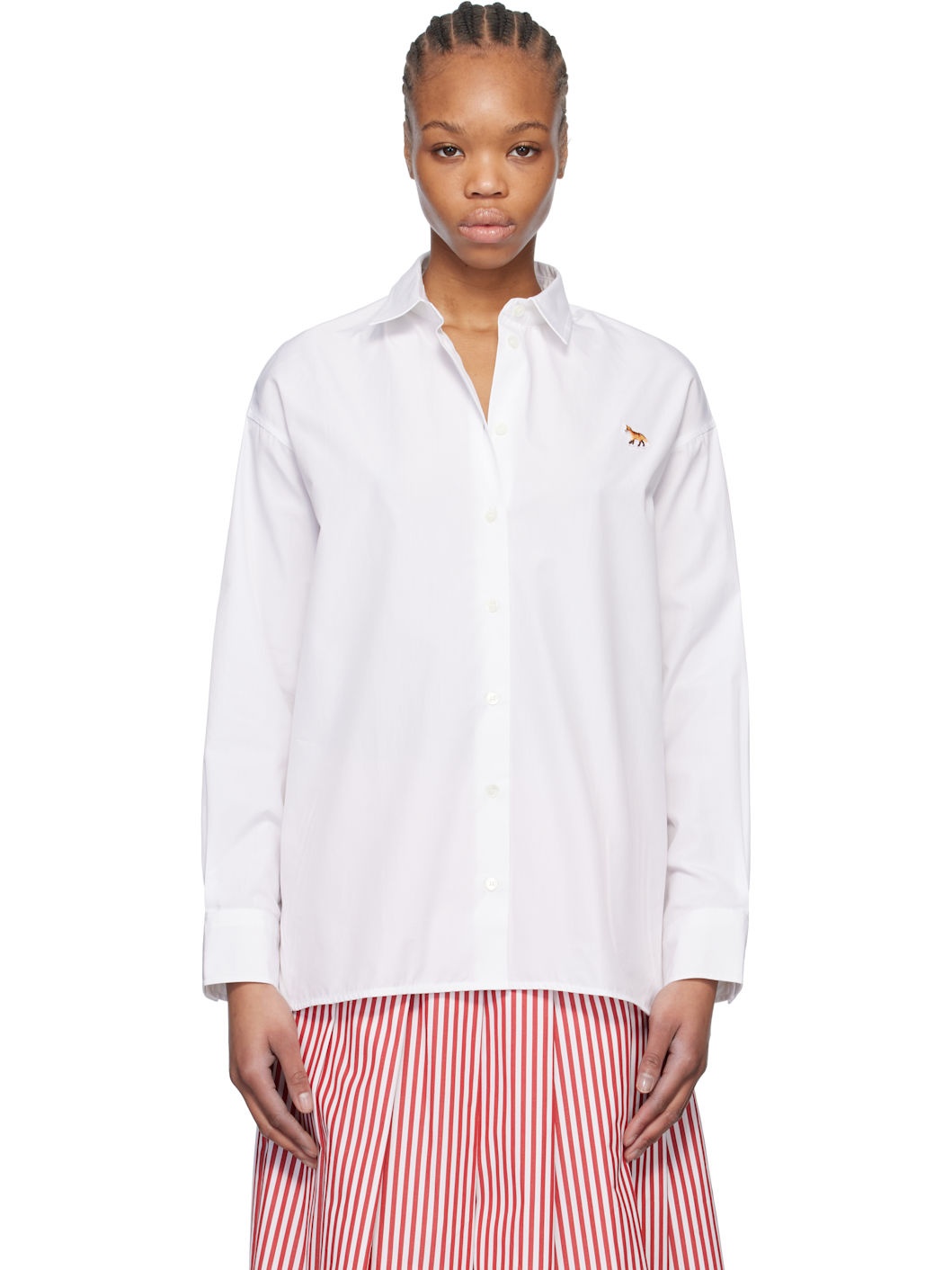 White Baby Fox Patch Classic Shirt - 1