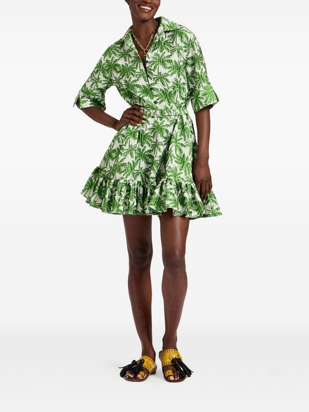 San Pietro palm-print ruffled mini dress - 2