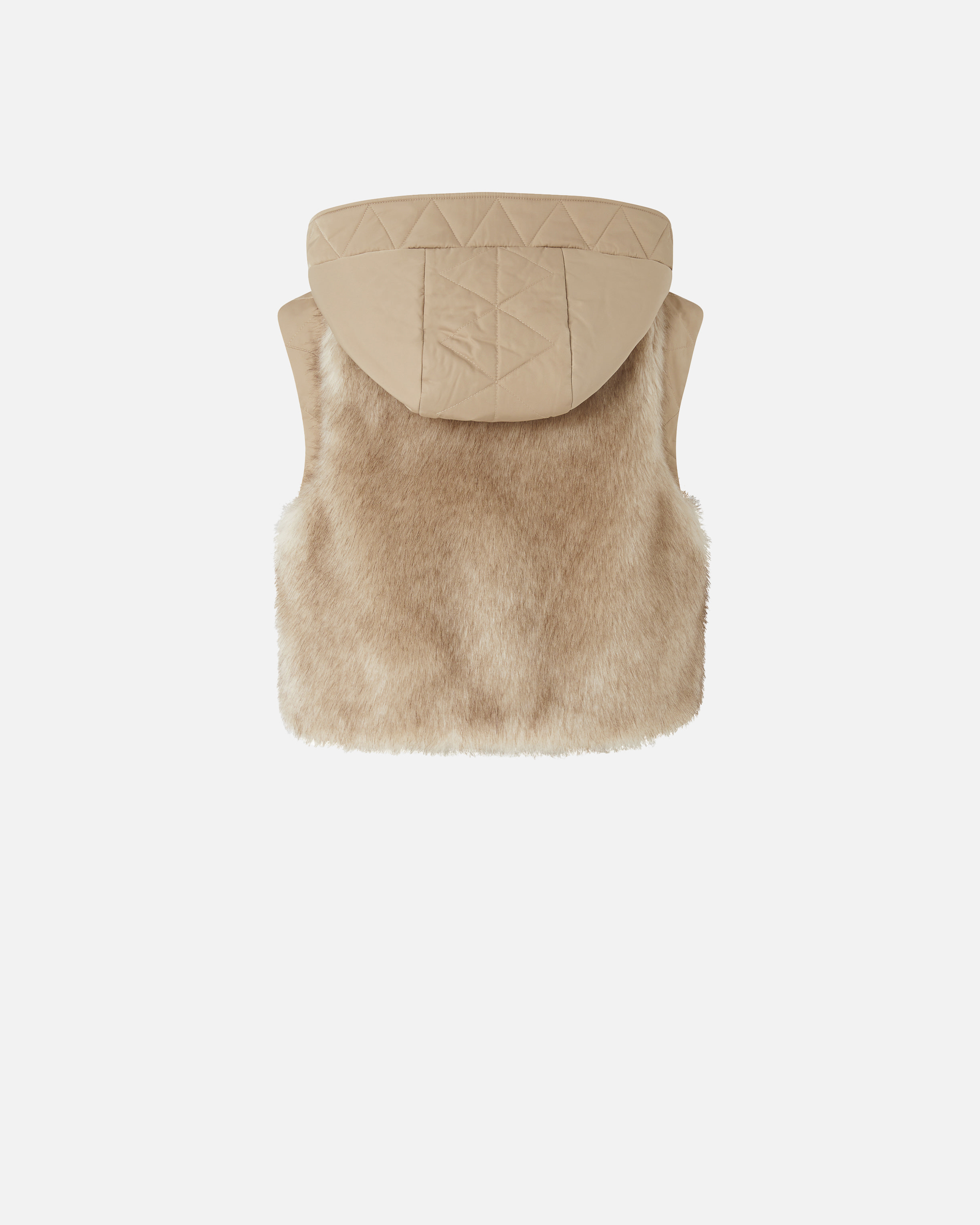 PADDED FAUX FUR GILET WITH HOOD - 6