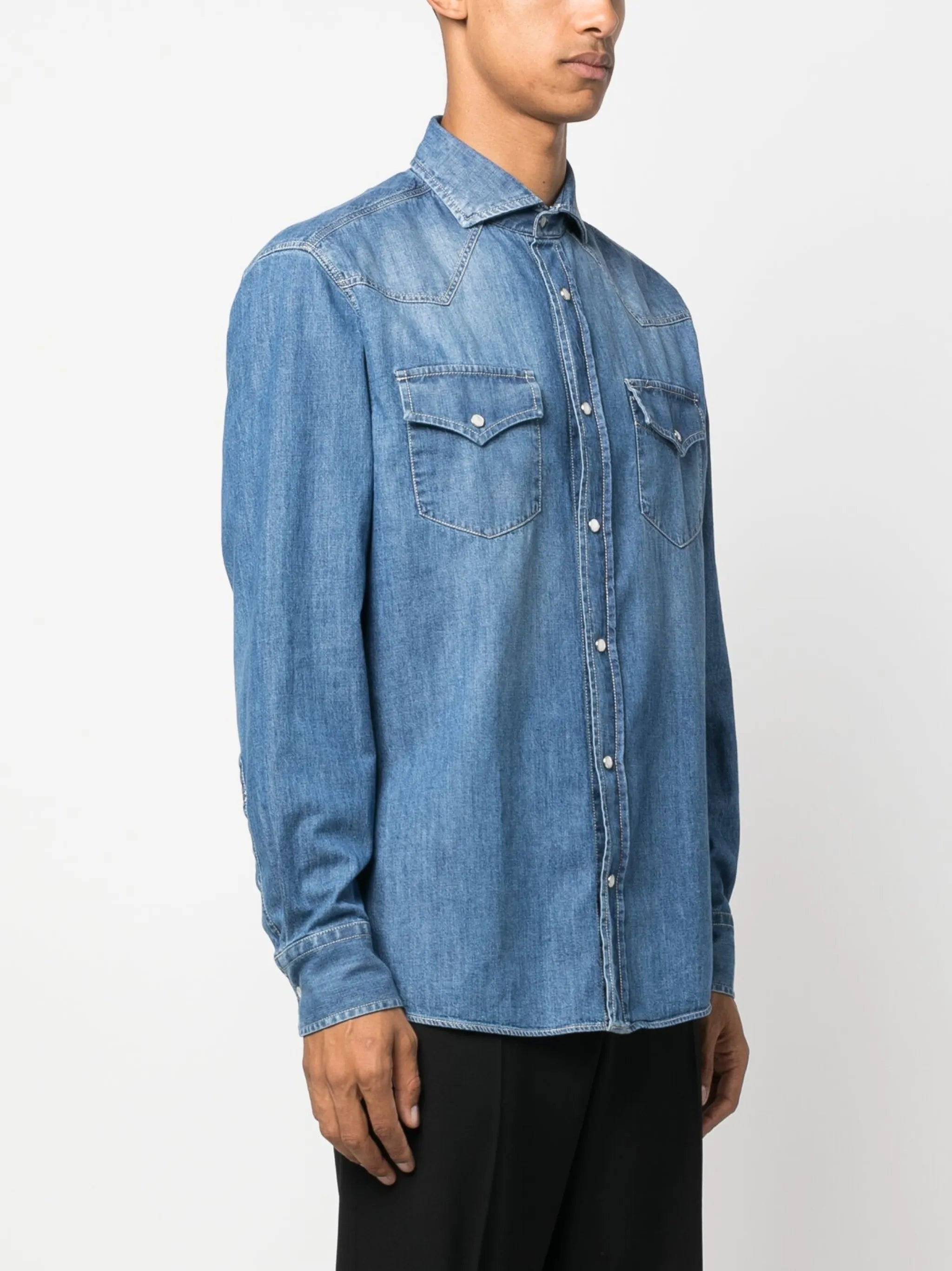 Brunello Cucinelli Button-up Cotton Denim Shirt - 2