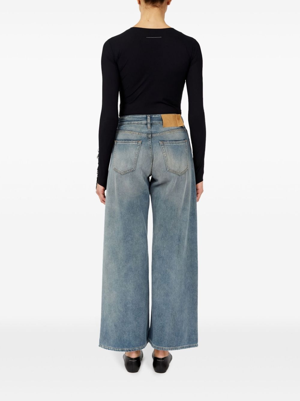 distressed wide-leg jeans - 4