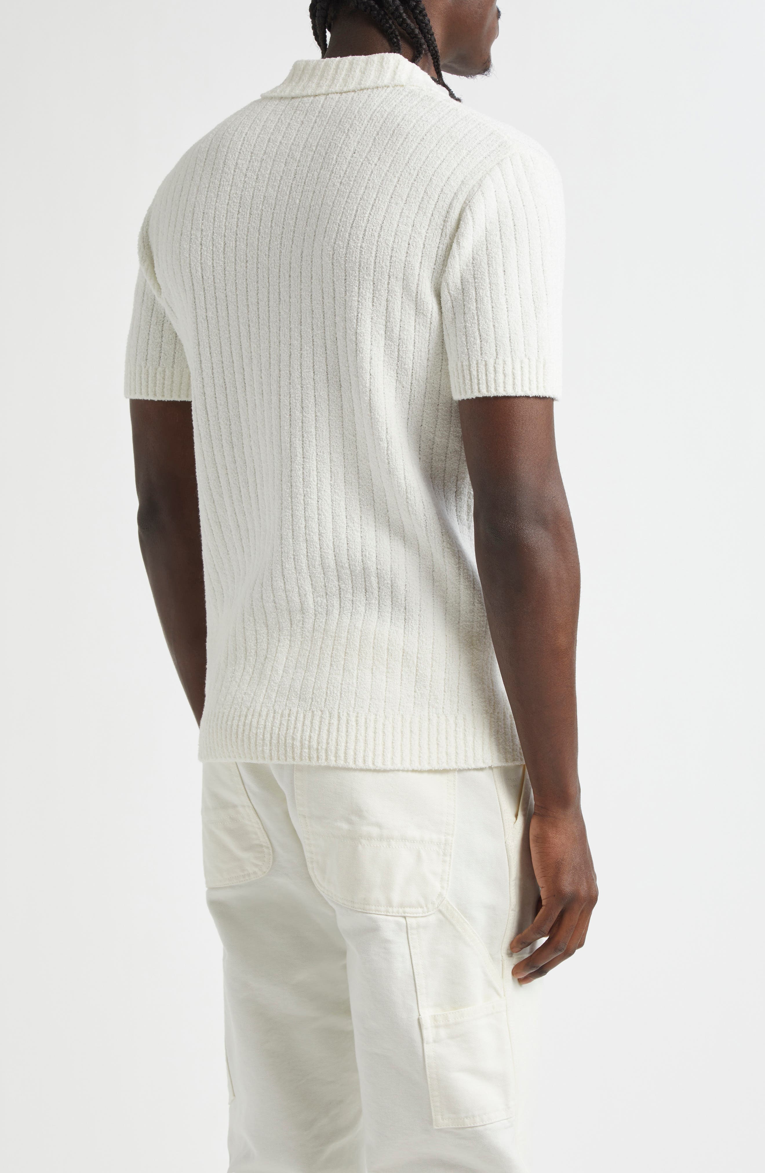 Casablanca Bouclé Rib Polo in White at Nordstrom - 2
