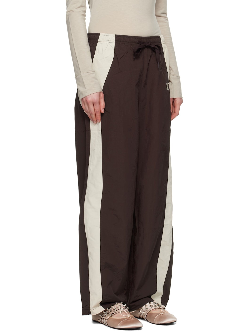 Brown & Beige YY Color Block Lounge Pants - 2
