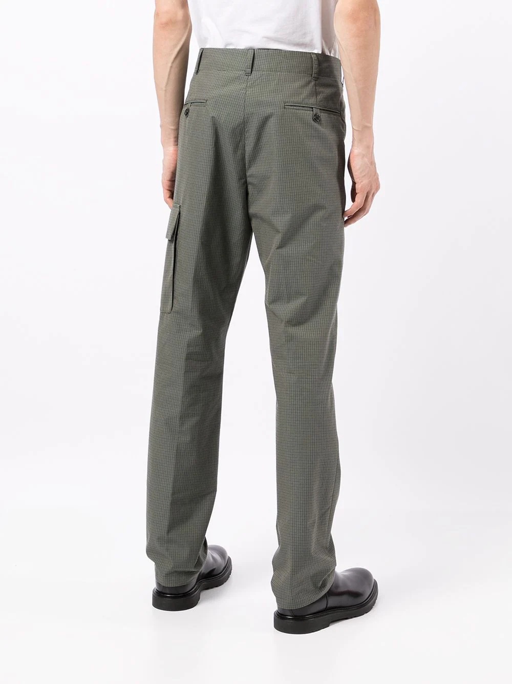 grid-pattern cargo-pocket trousers - 4