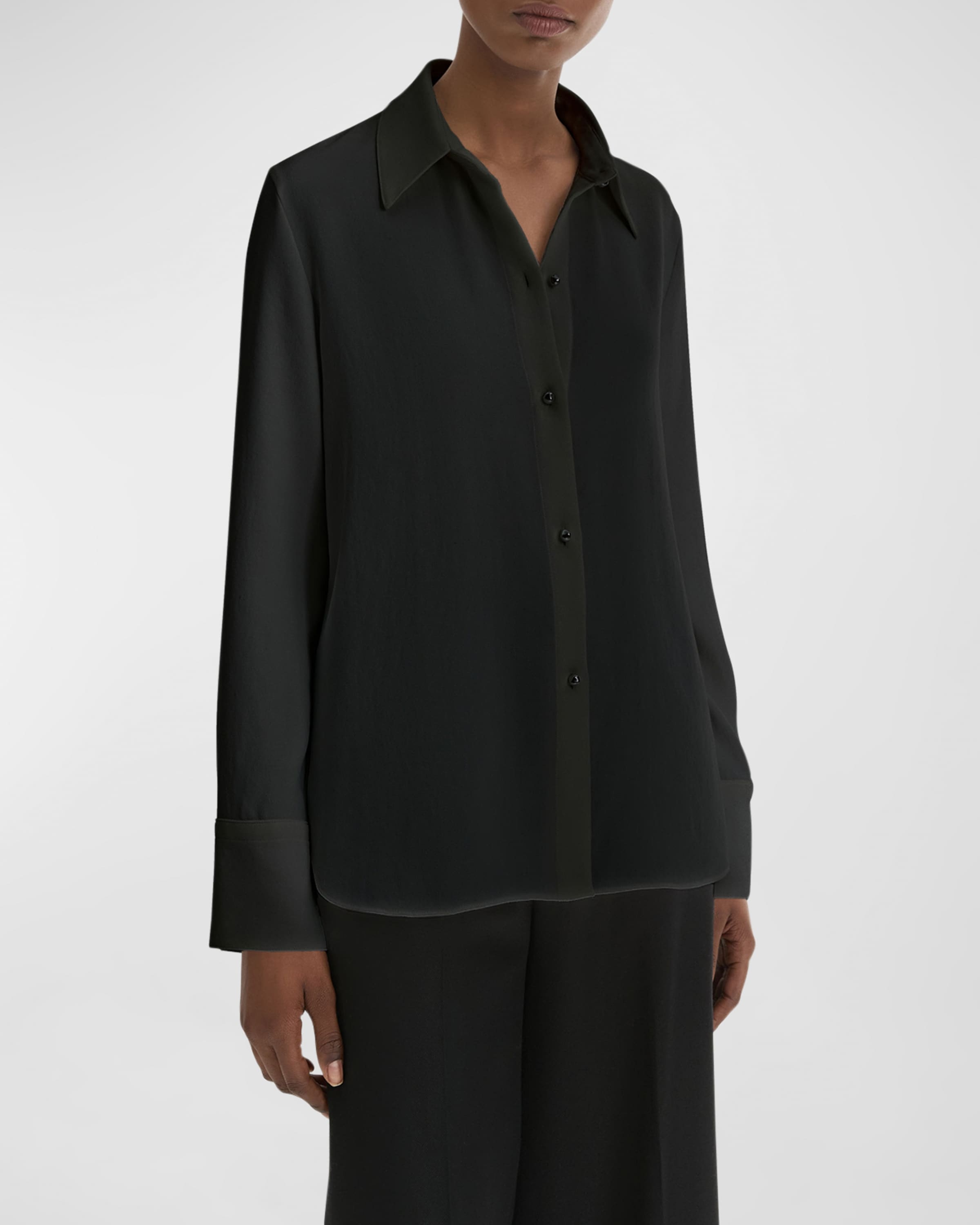 Pearly Long-Sleeve Button-Front Shirt - 1