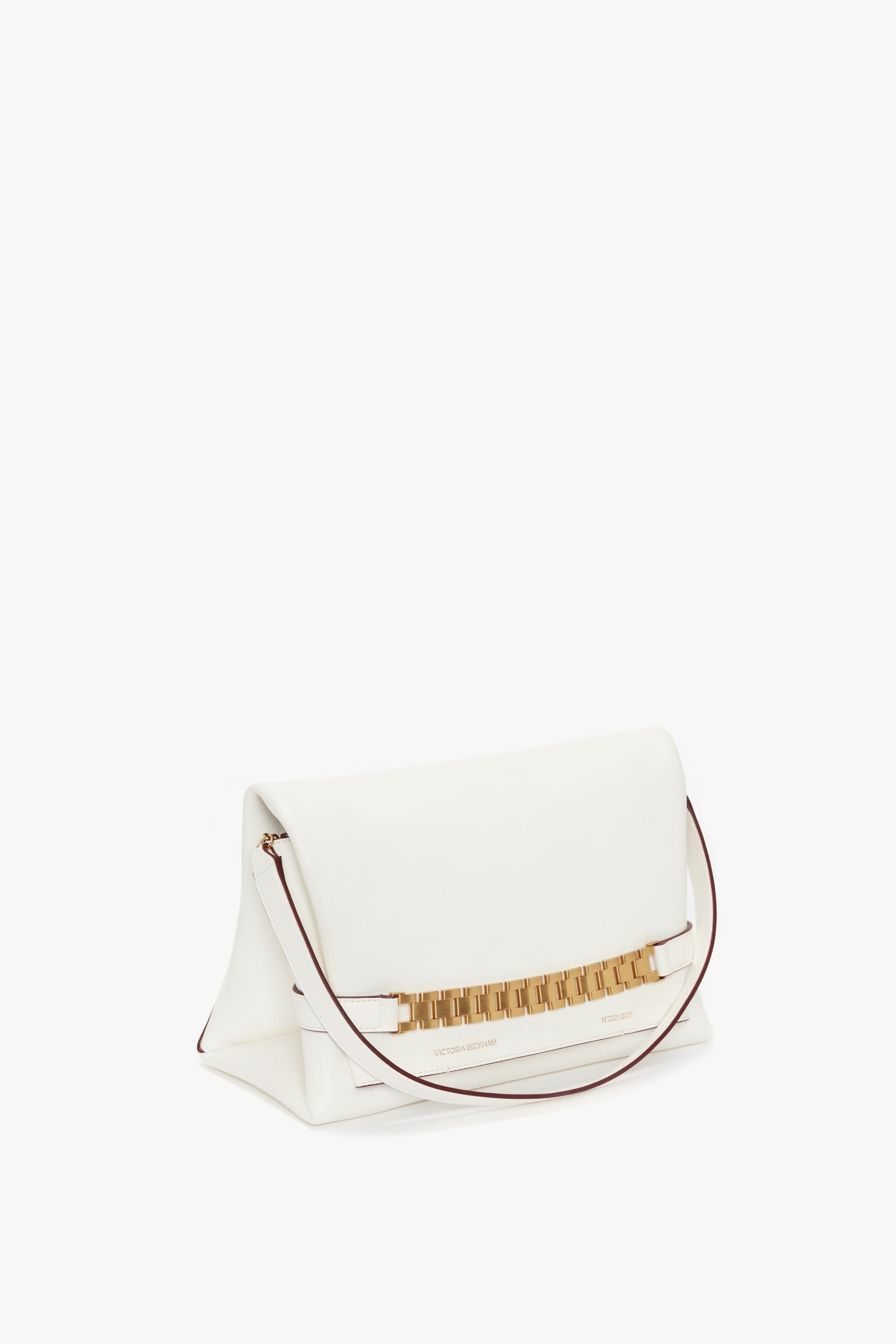 Chain Pouch with Strap In White Leather - 2