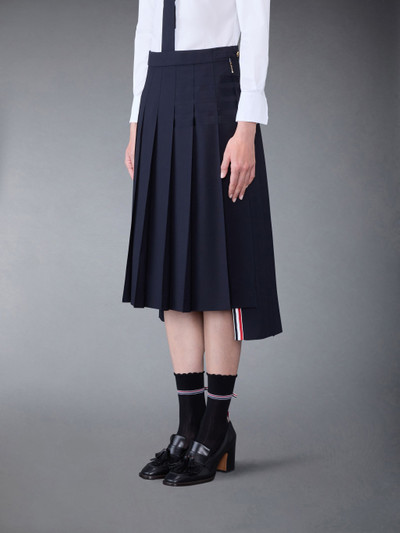 Thom Browne Plain Weave 4-Bar Dropped Back Pleated Skirt outlook