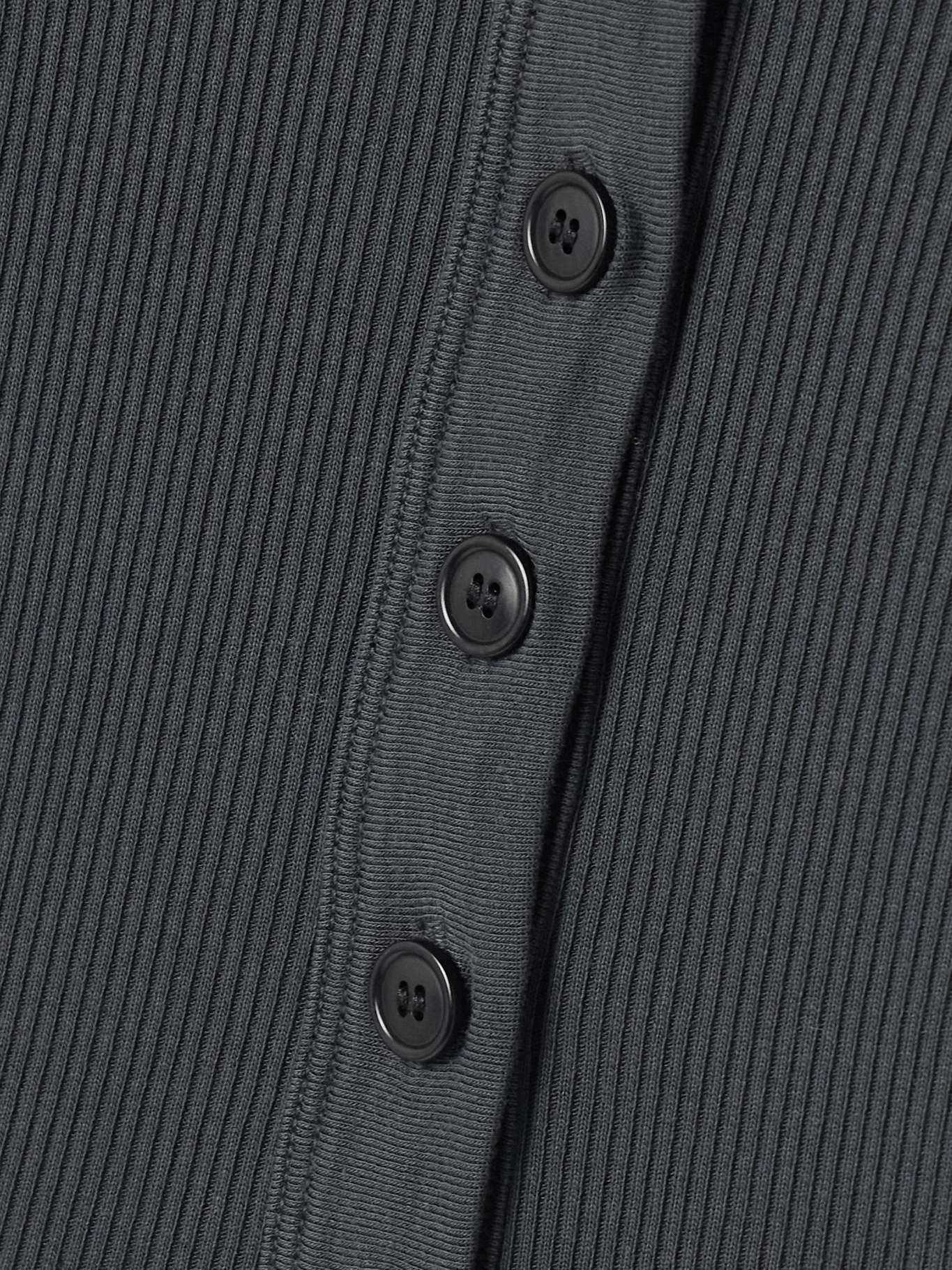 Varra ribbed jersey Henley top Charcoal - 5
