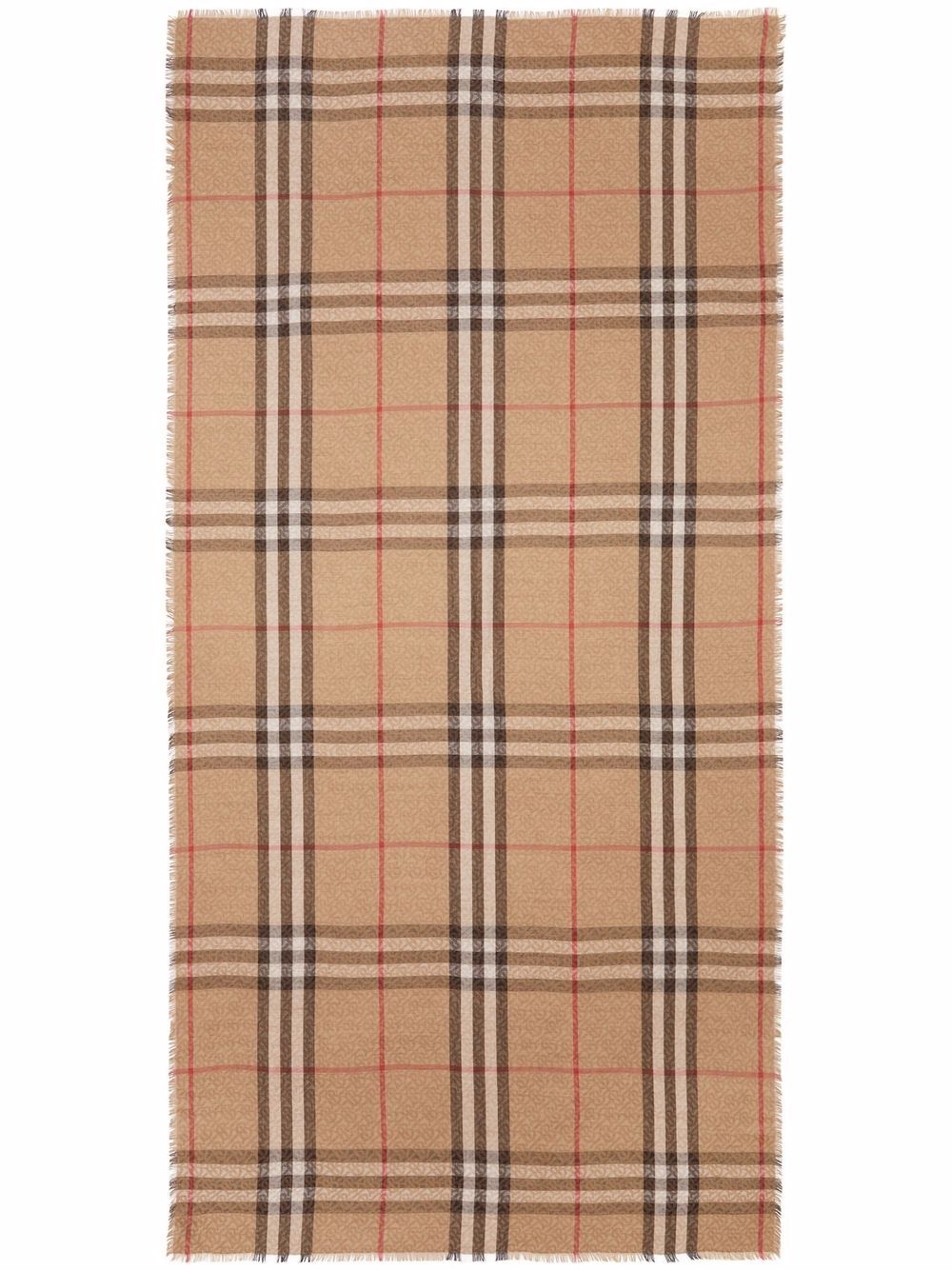 monogram pattern check scarf - 1