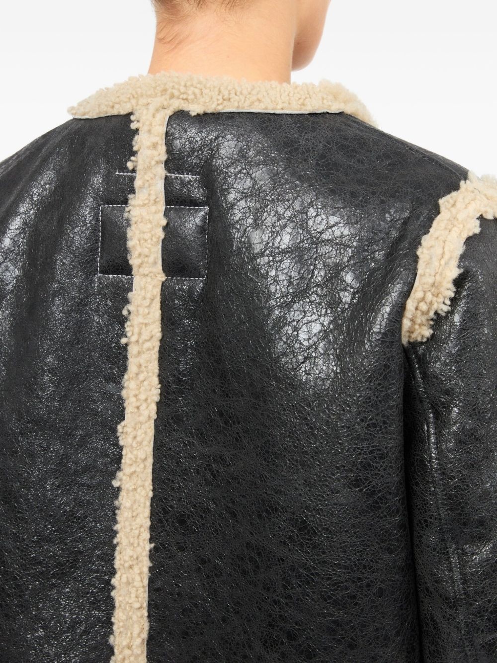 leather shearling-panels jacket - 5