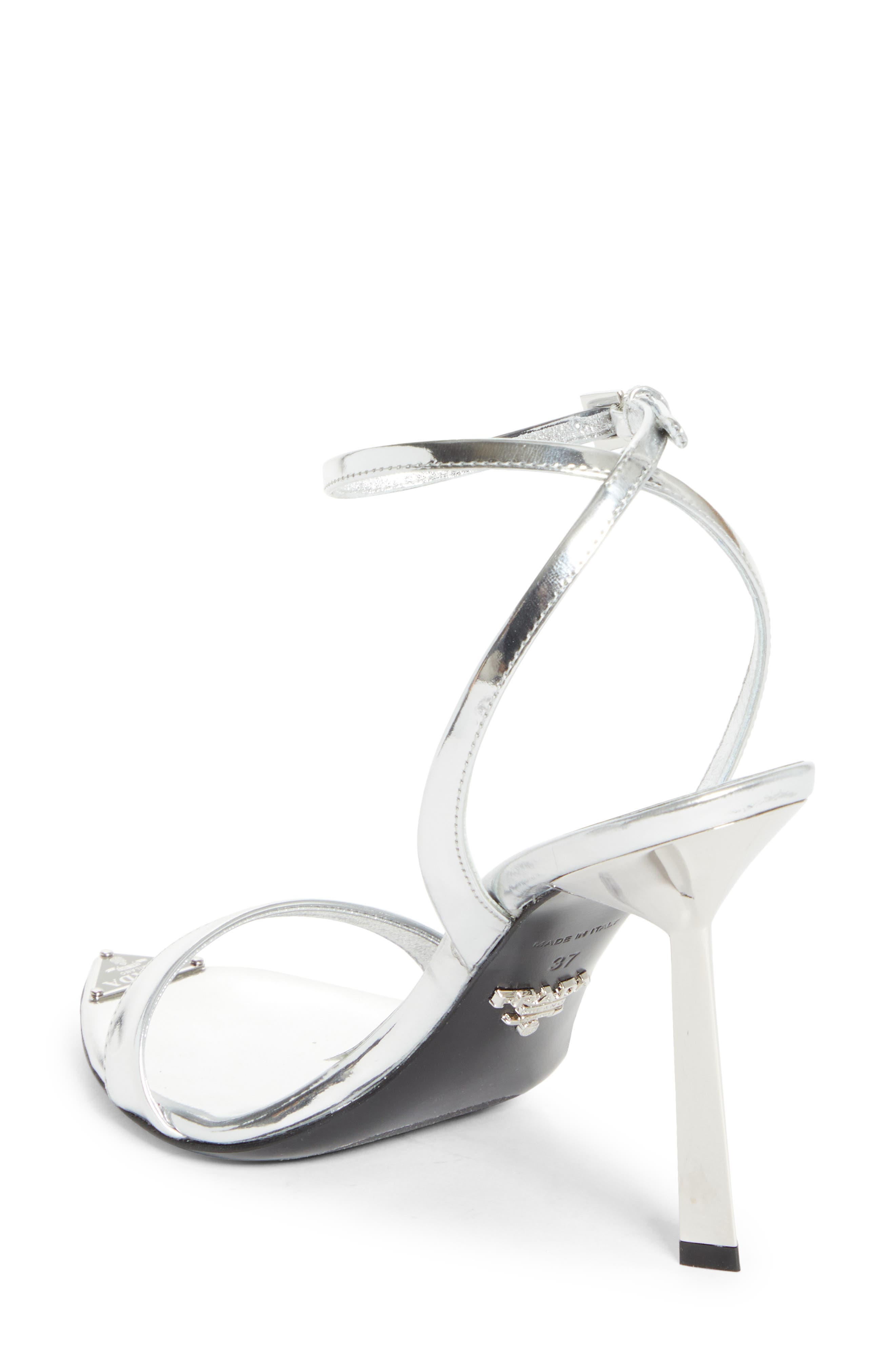 Prada Pointed Toe Logo Sandal in Argento at Nordstrom - 2