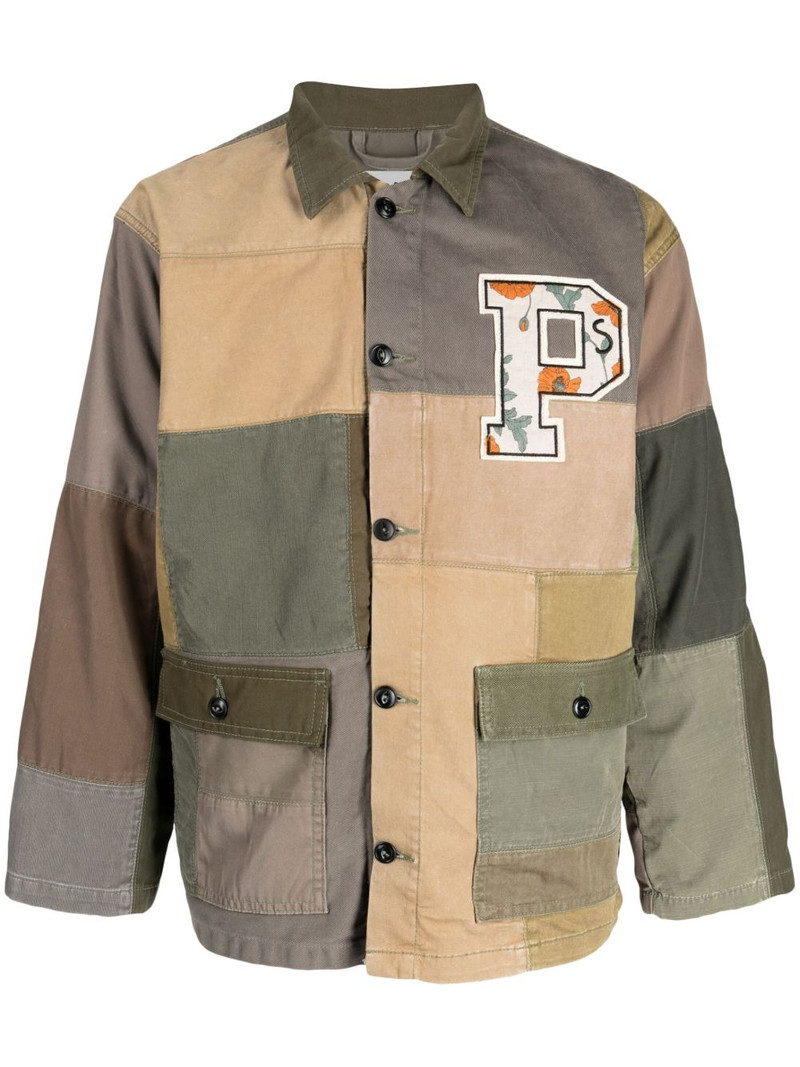 logo-patch cotton military jacket 1