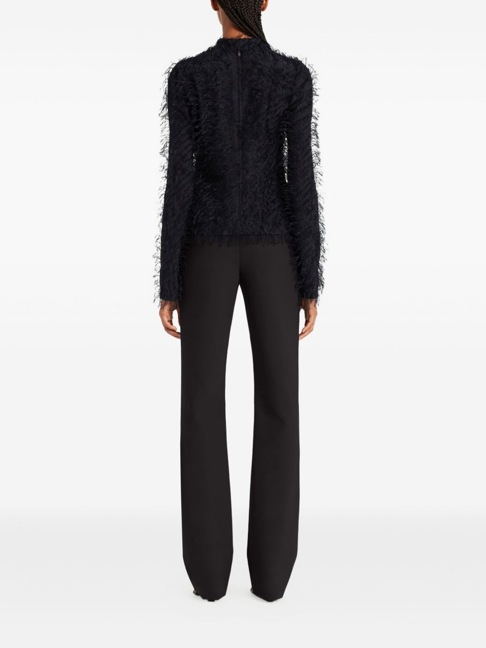 feather-embellished long-sleeve top - 4