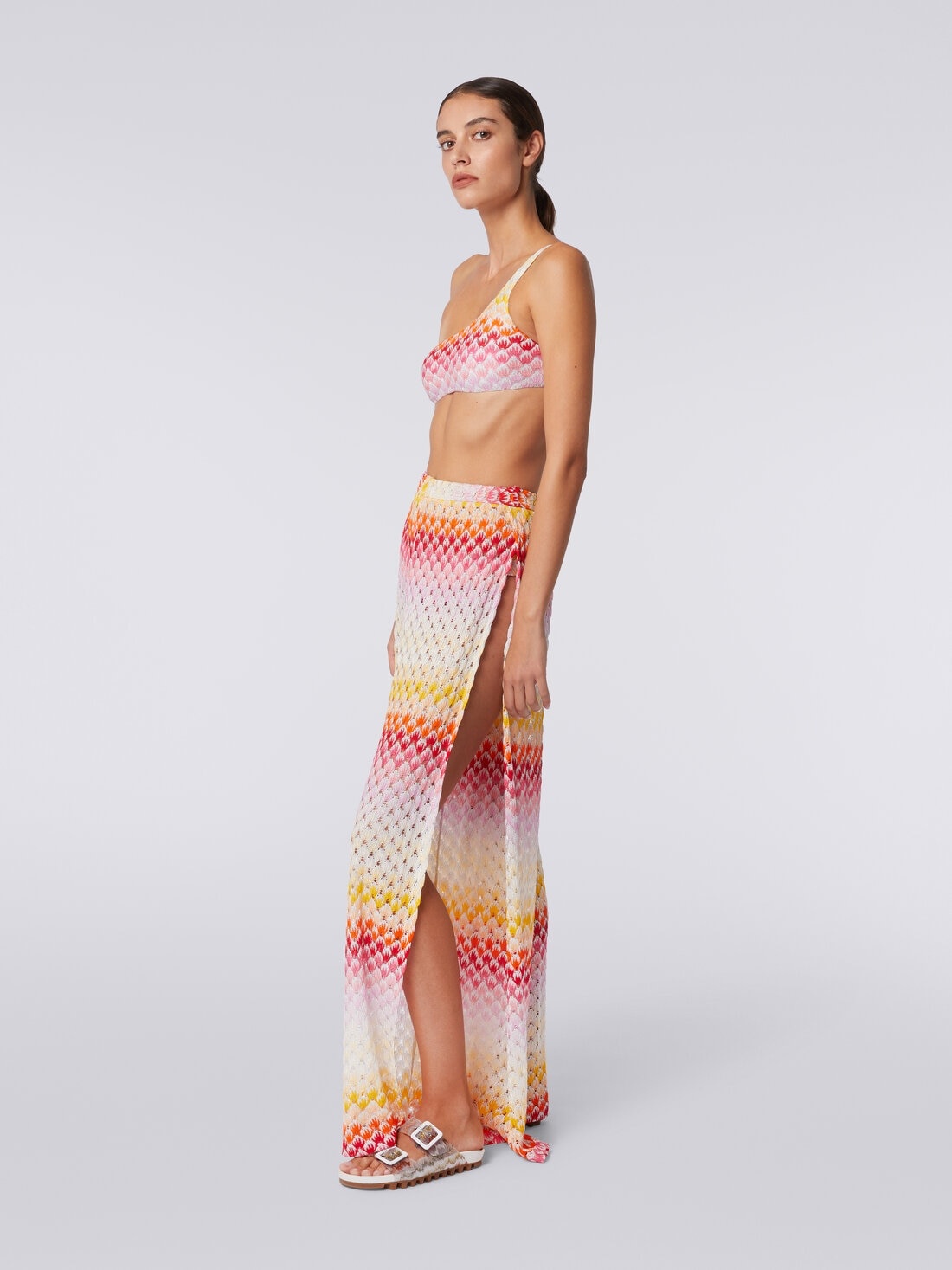 Lace-effect cover up trousers with lurex - 3