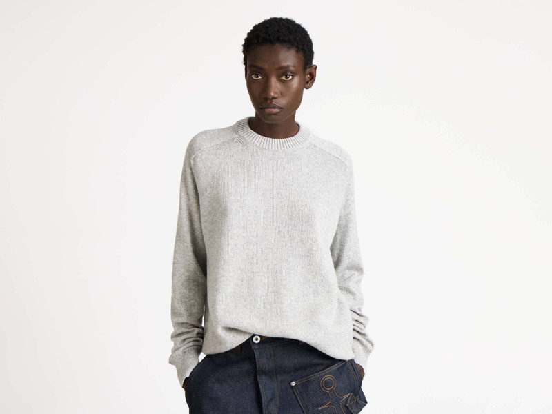 WOMENS RAGLAN JUMPER IN MID GREY MELANGE 5