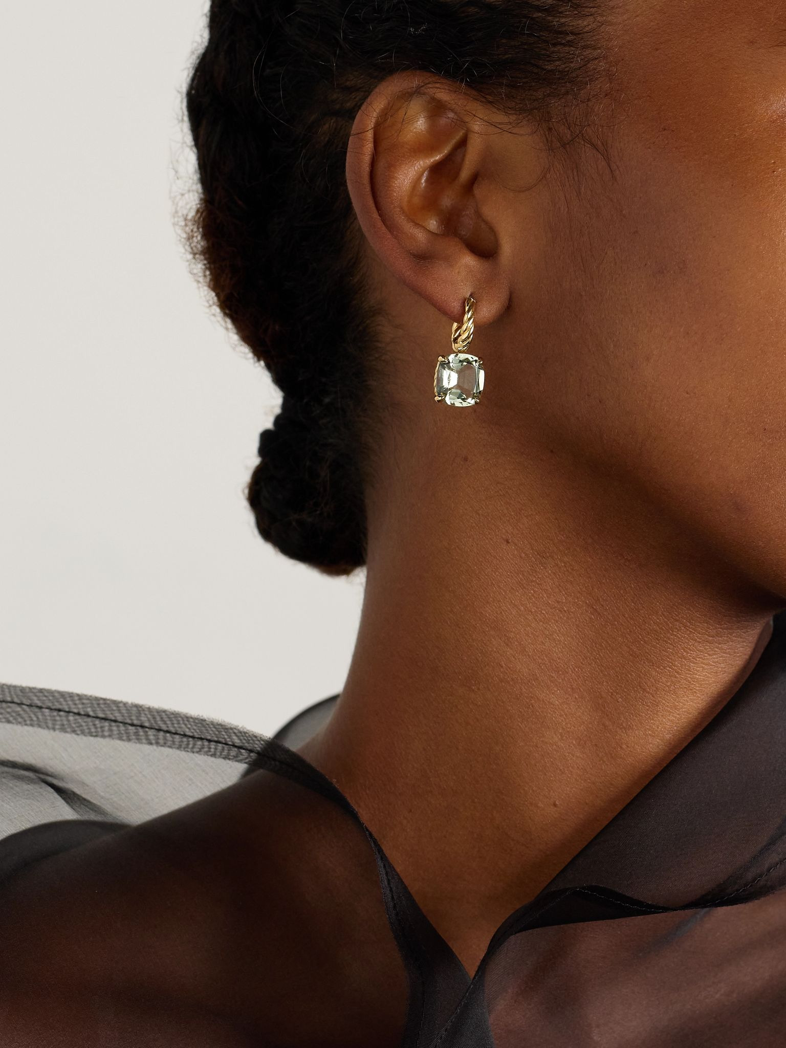 Marbella 18-karat gold prasiolite hoop earrings Gold - 2