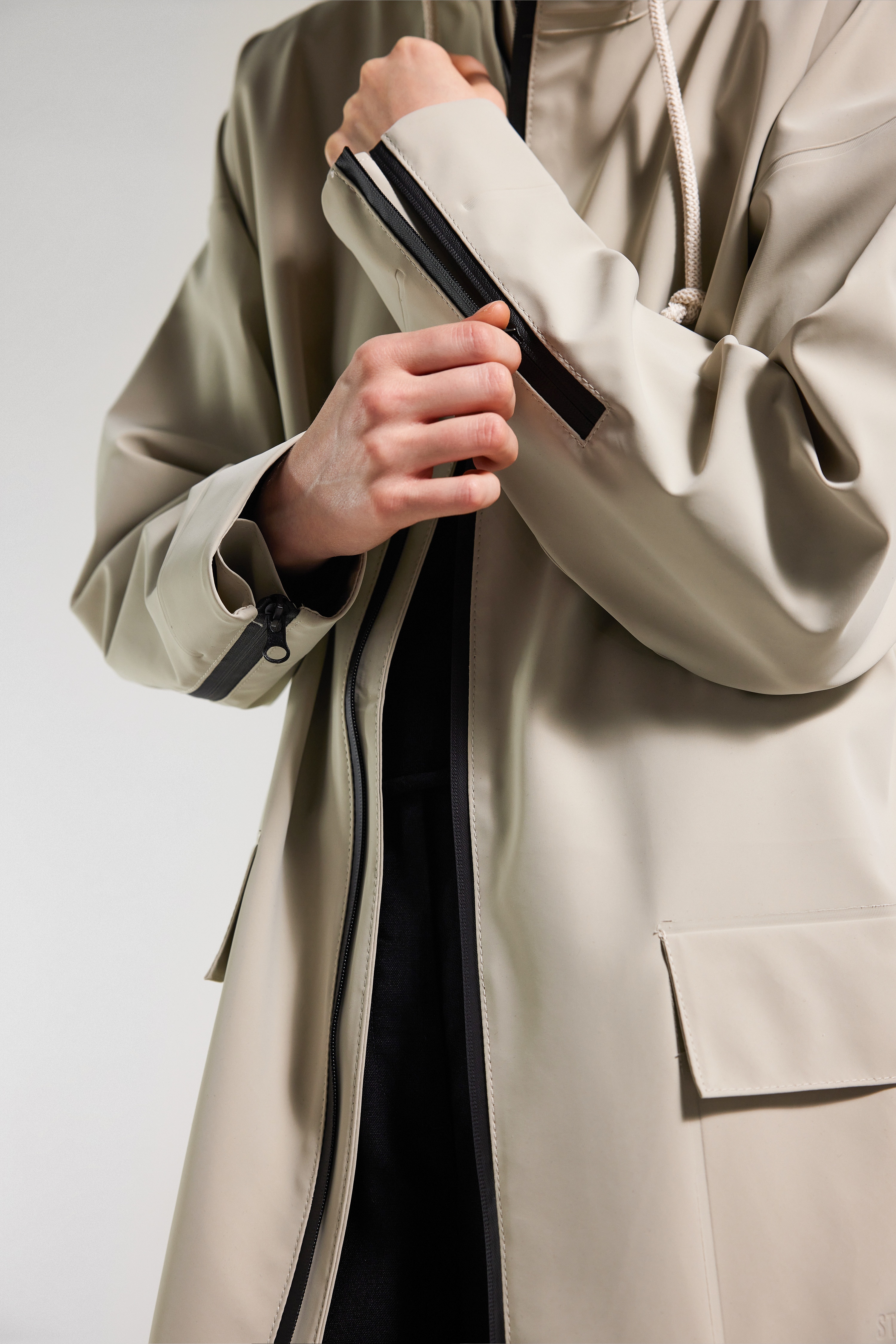 Sandviken Long Zip Matte Raincoat Pelican - 5