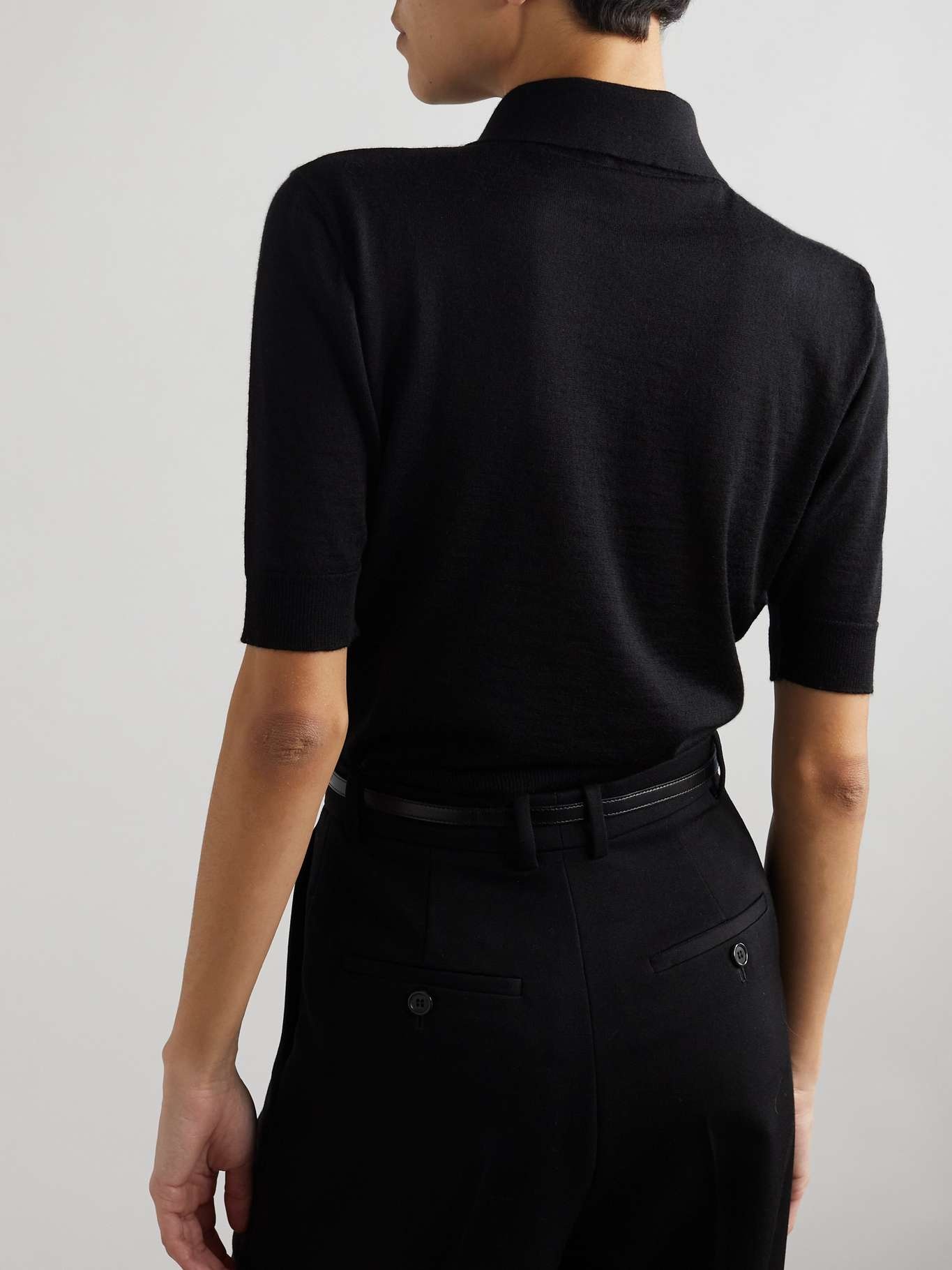 Embroidered wool, cashmere and silk-blend polo shirt - 3
