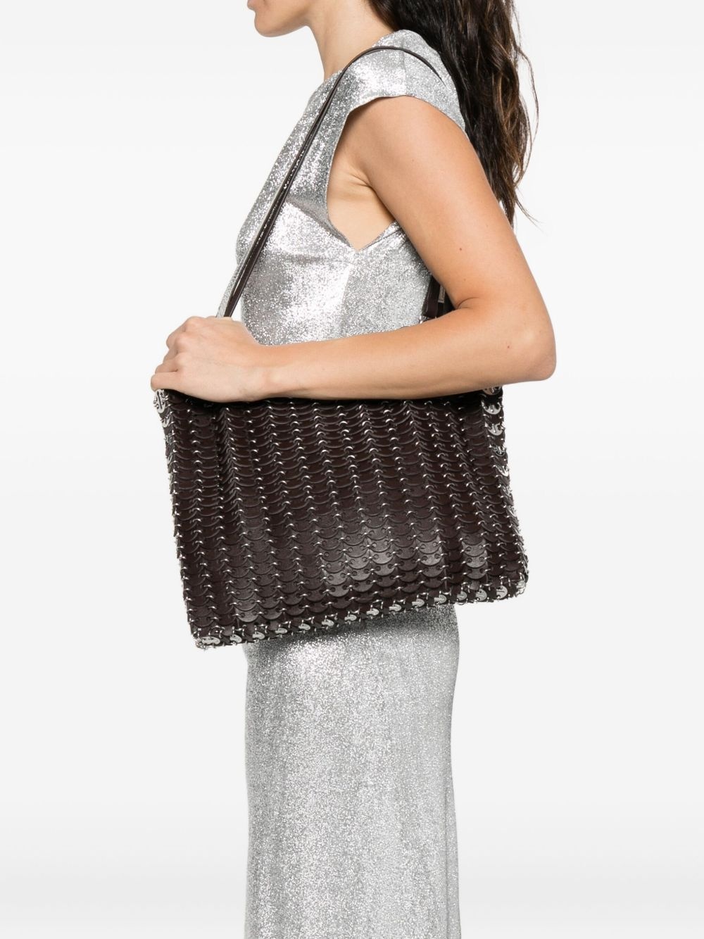 chain-link leather tote bag - 2