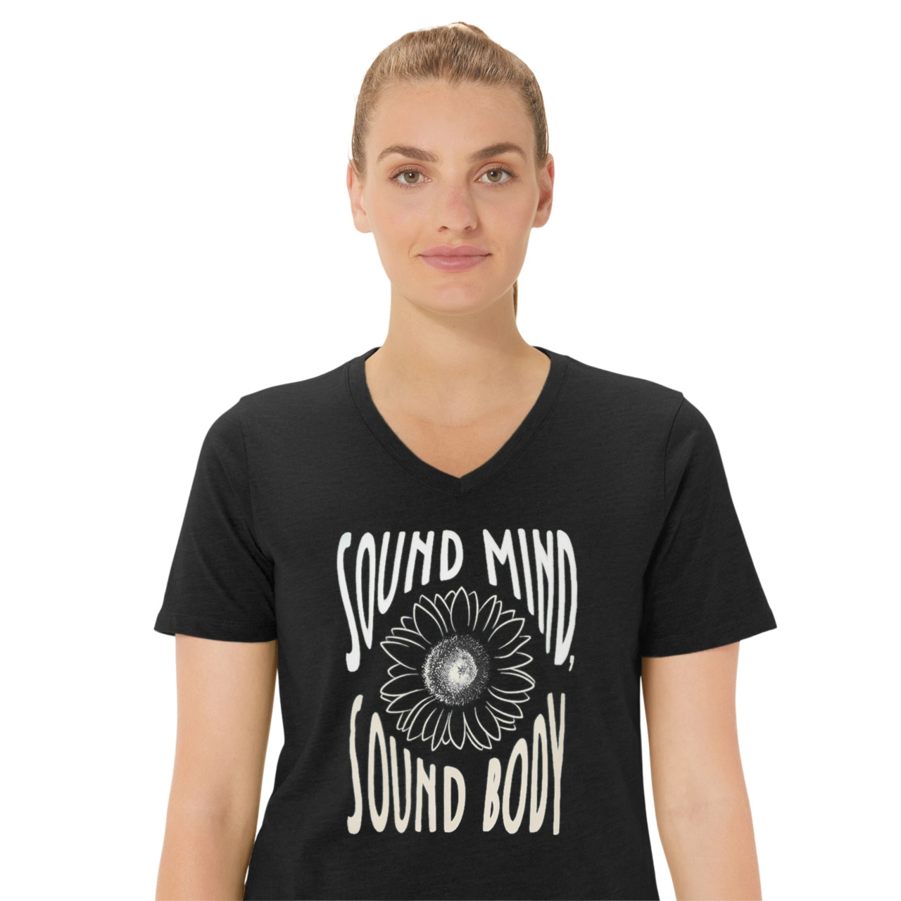WOMEN'S SUNFLOWER SLOGAN V-NECK - 5