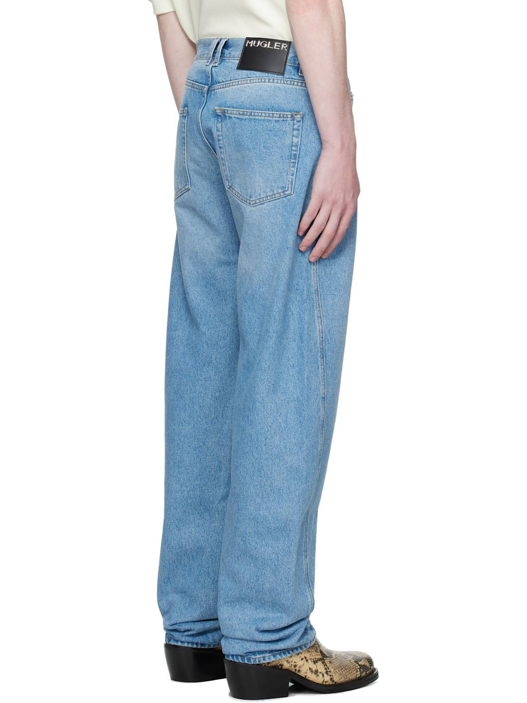 Blue Straight Denim Jeans - 3