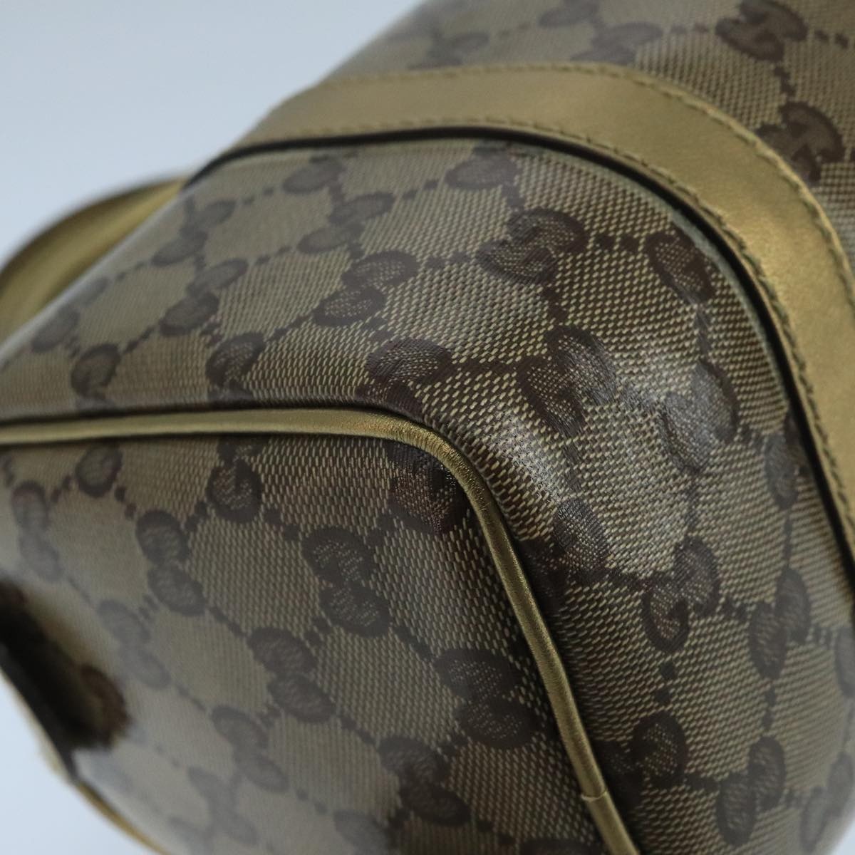 GUCCI GG Crystal Hand Bag Coated Canvas Brown Gold - 8