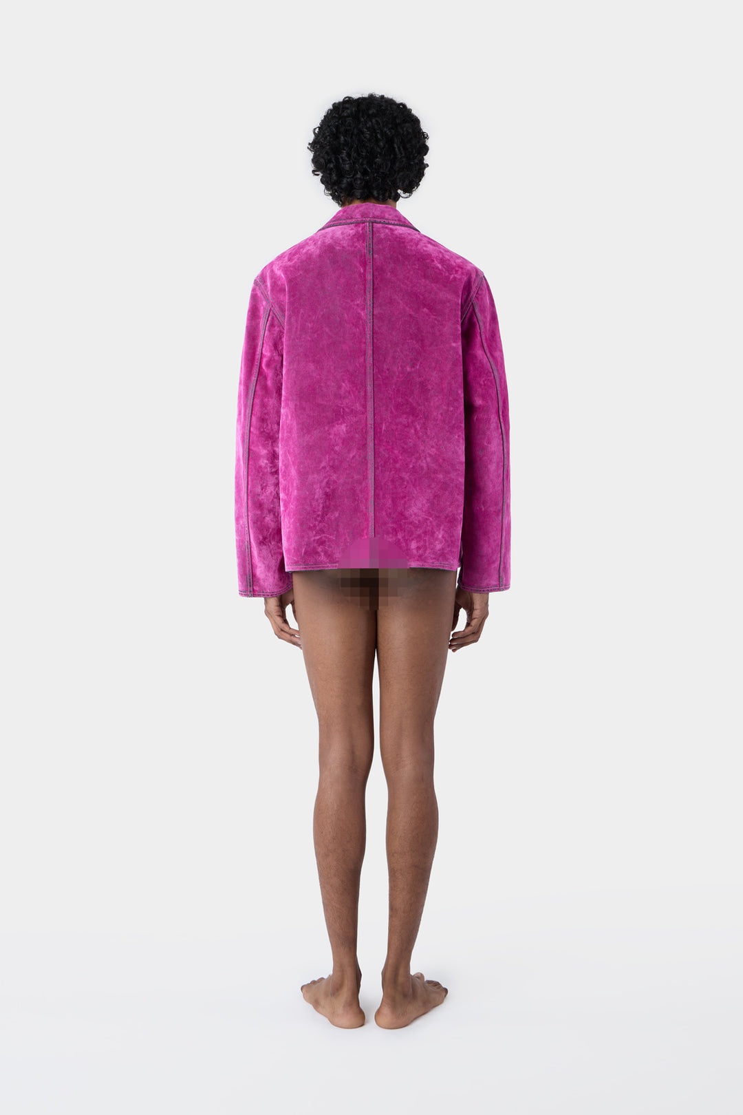UTILITY BLAZER / flocked denim / fuchsia - 7