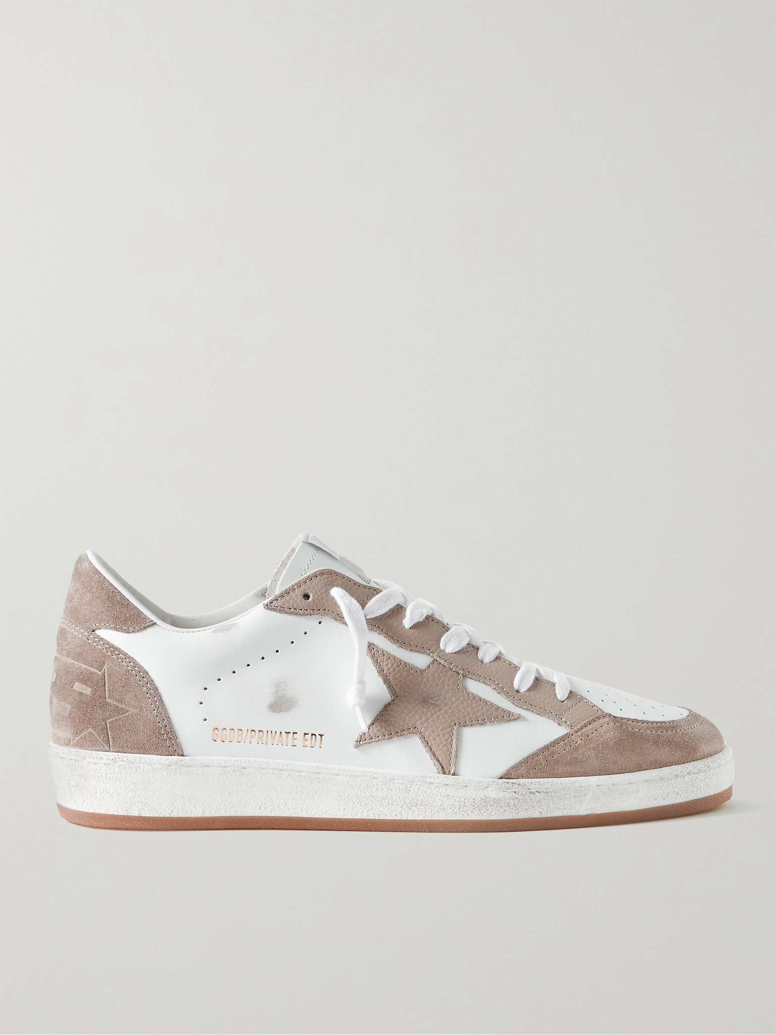 Ballstar Distressed Leather and Suede Sneakers - 1