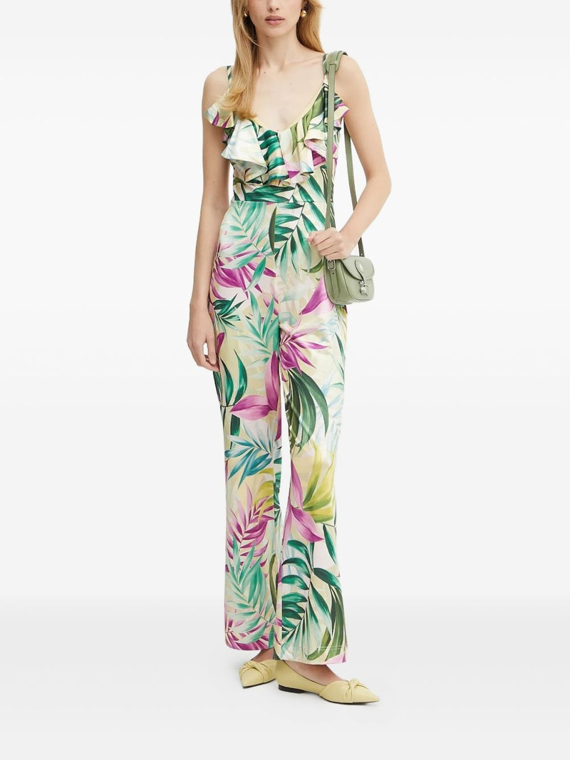GUESS USA ruffle-detail tropical-print jumpsuit outlook