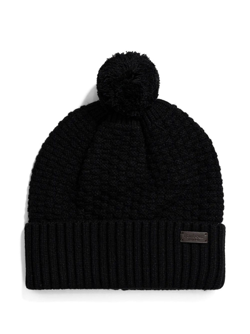 Barbour pom-pom chunky-knit beanie hat outlook